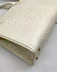 Brahmin White Croc Embossed Leather Caroline Convertible Satchel