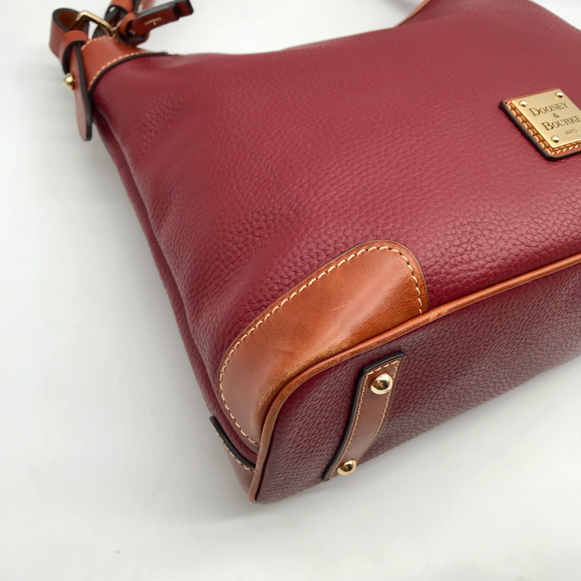 Dooney &amp; Bourke Red Pebbled Grain Leather Hobo Bag
