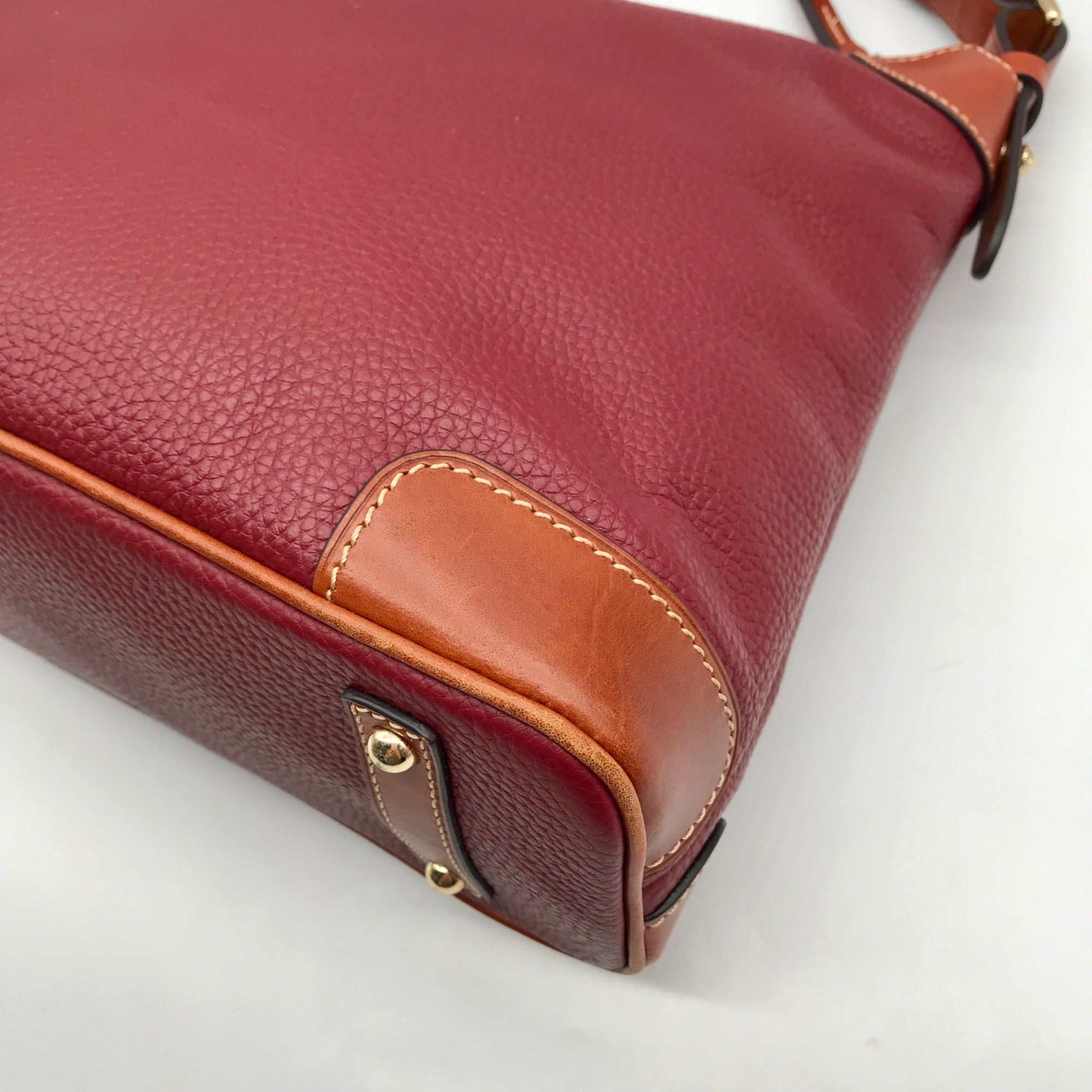 Dooney &amp; Bourke Red Pebbled Grain Leather Hobo Bag