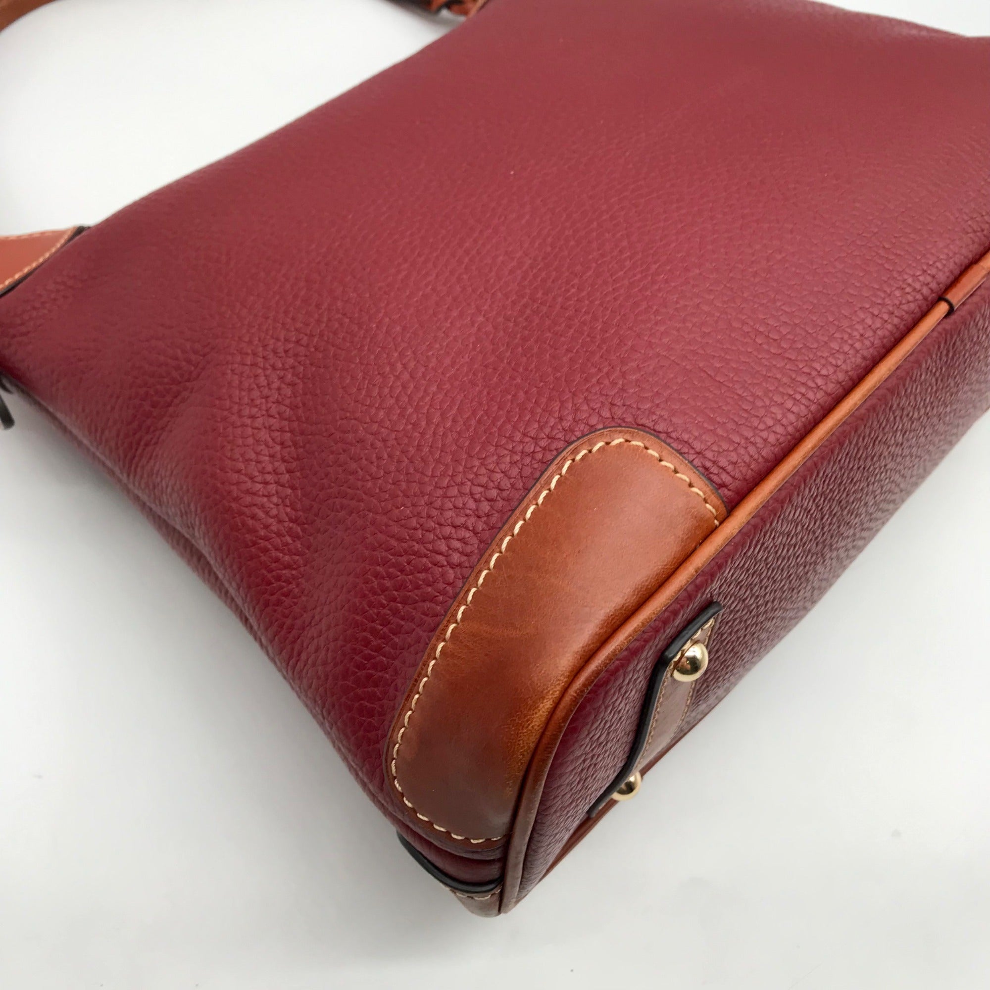 Dooney &amp; Bourke Red Pebbled Grain Leather Hobo Bag