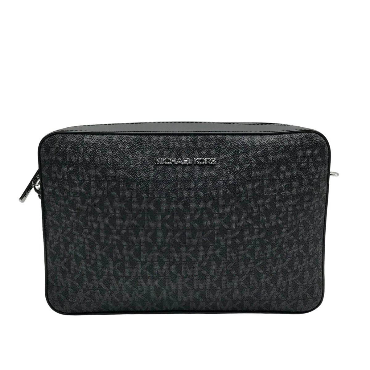 Michael Kors Black Logo Monogram Canvas Jet Set Crossbody