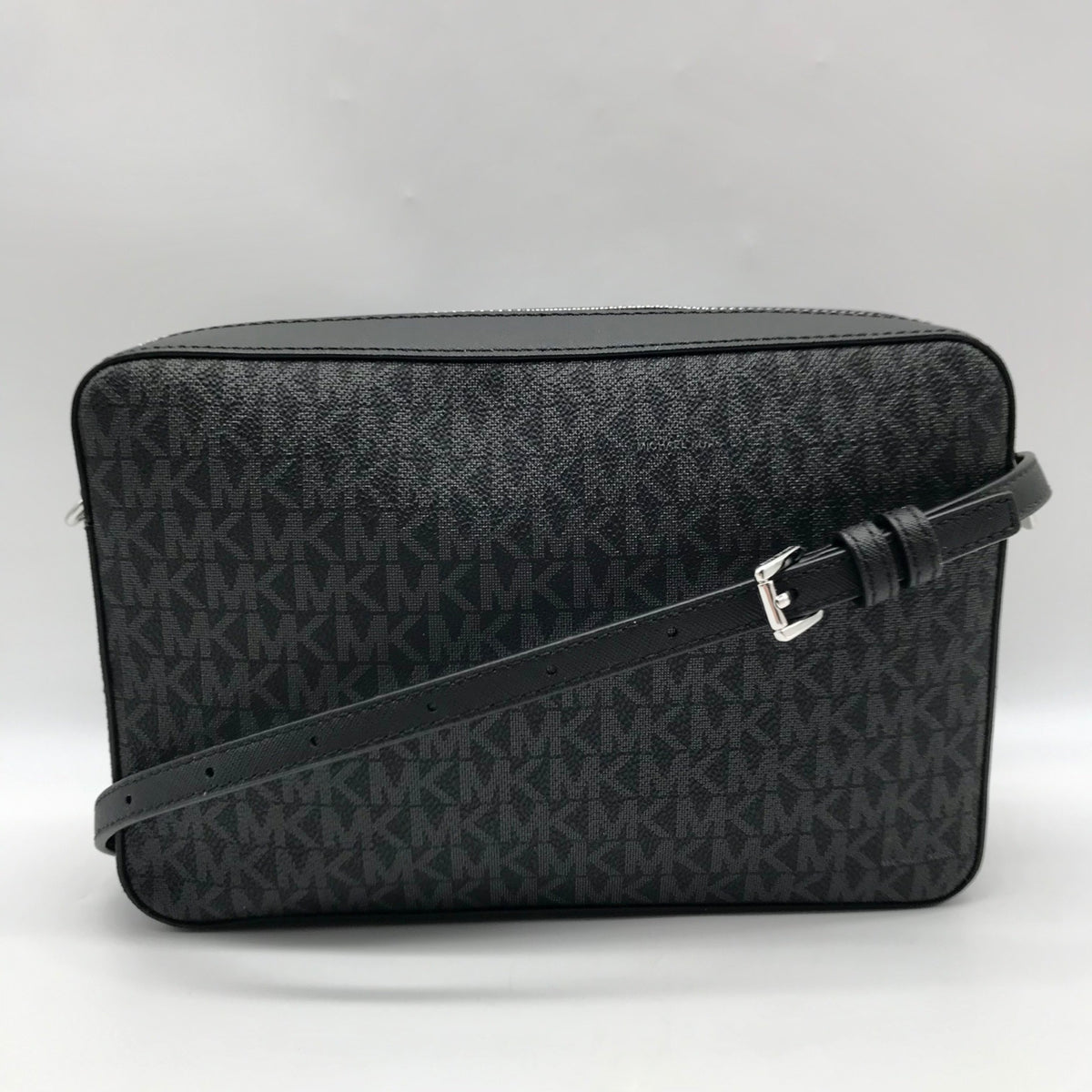 Michael Kors Black Logo Monogram Canvas Jet Set Crossbody