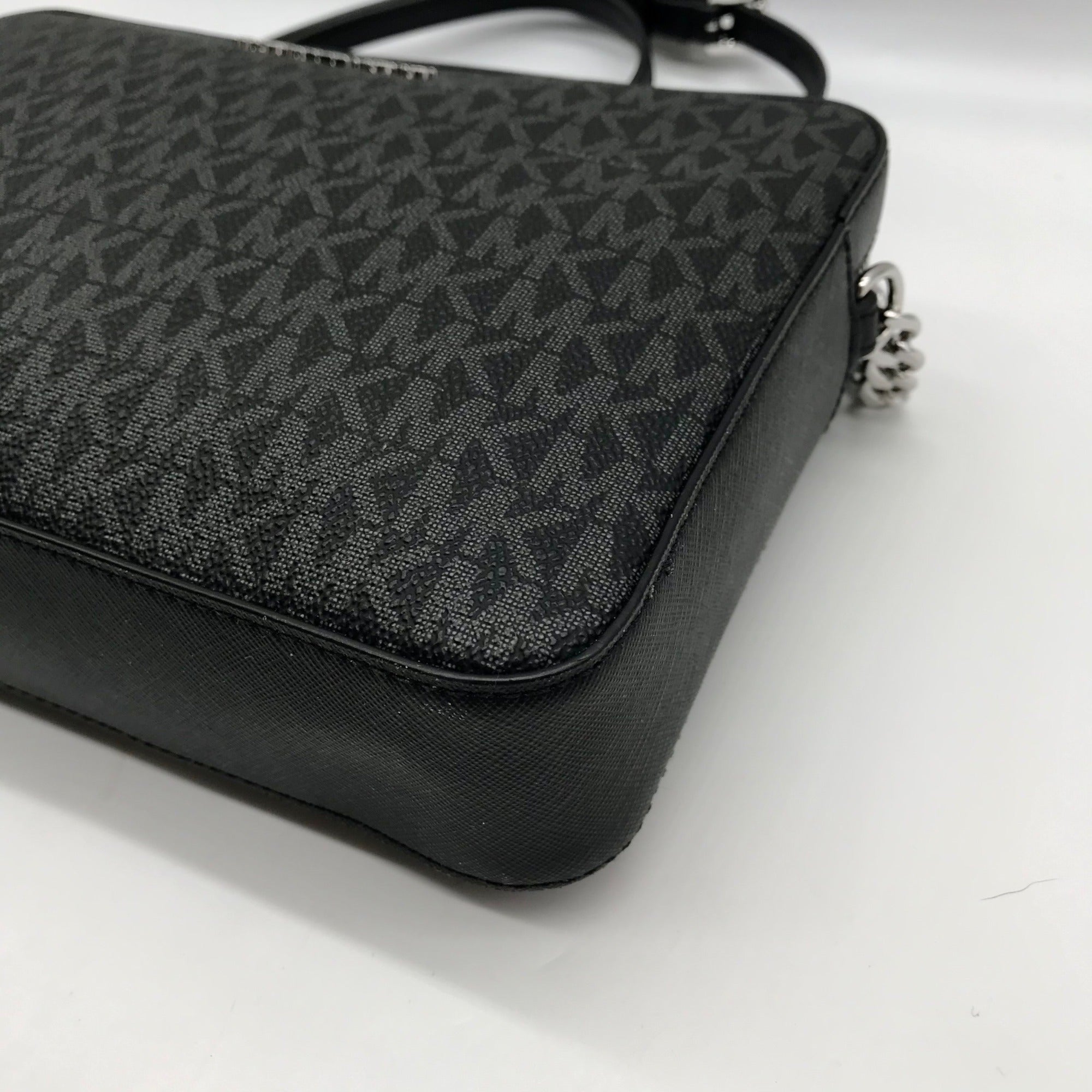 Michael Kors Black Logo Monogram Canvas Jet Set Crossbody