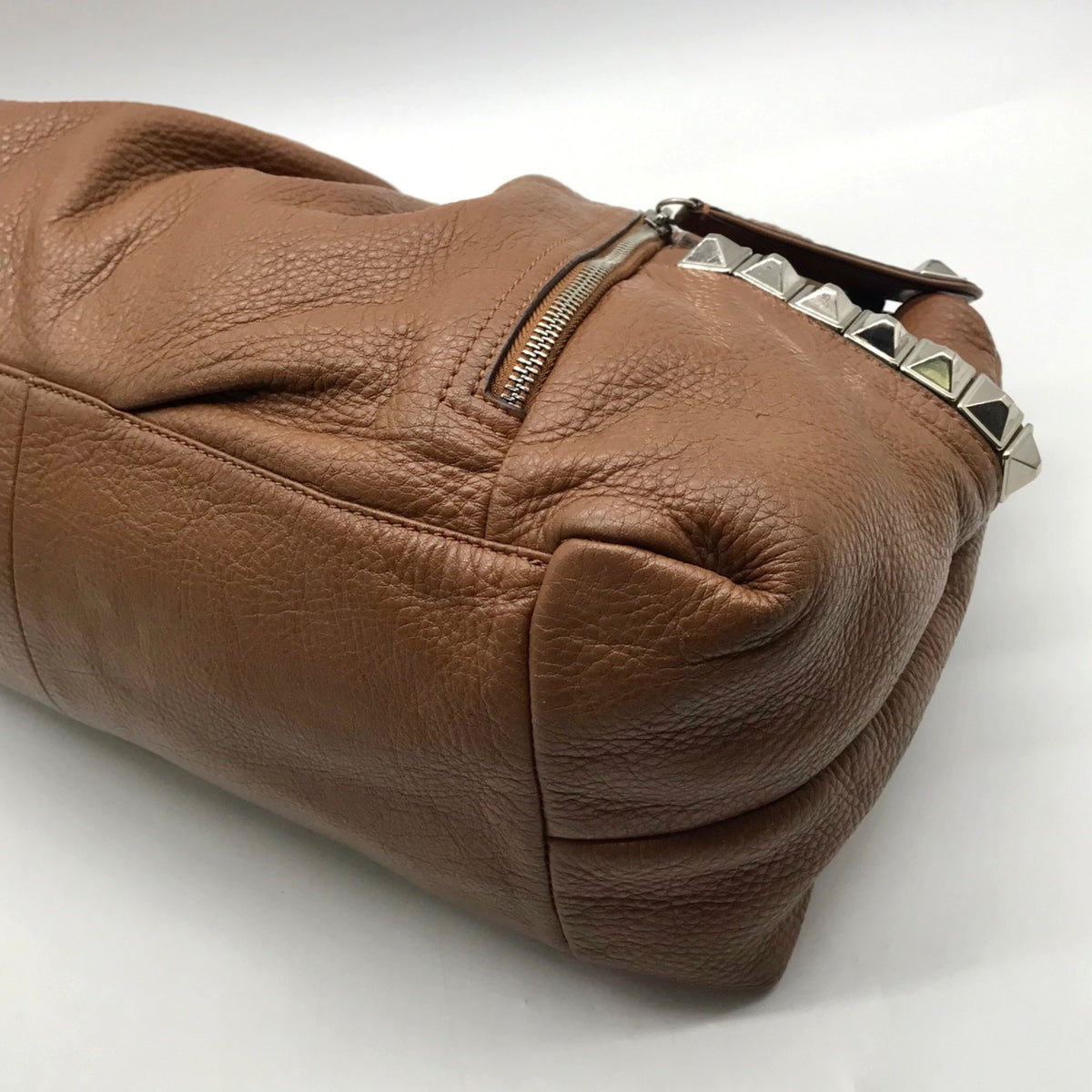 B. Makowsky Brown Pebbled Leather Slouchy Shoulder Bag