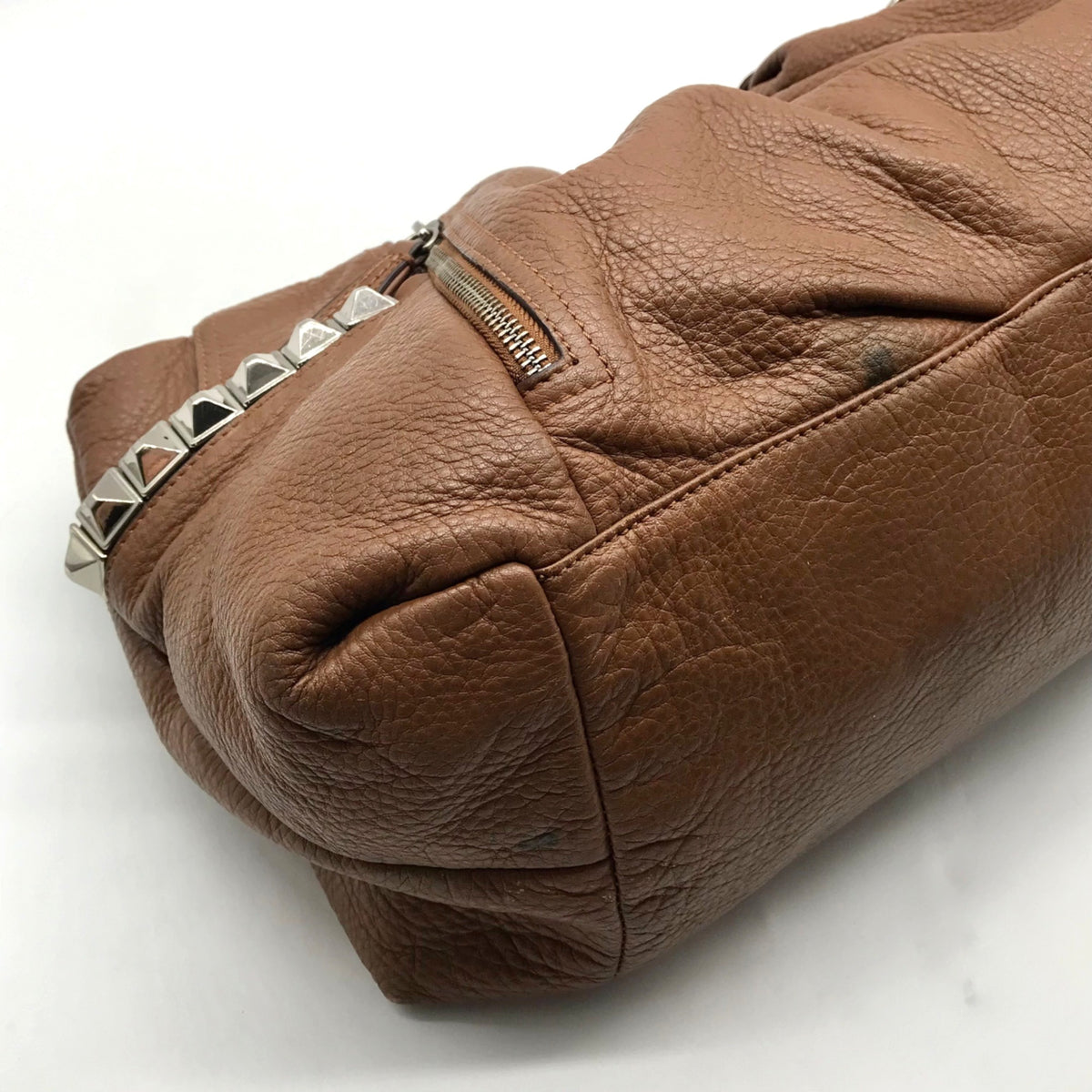 B. Makowsky Brown Pebbled Leather Slouchy Shoulder Bag