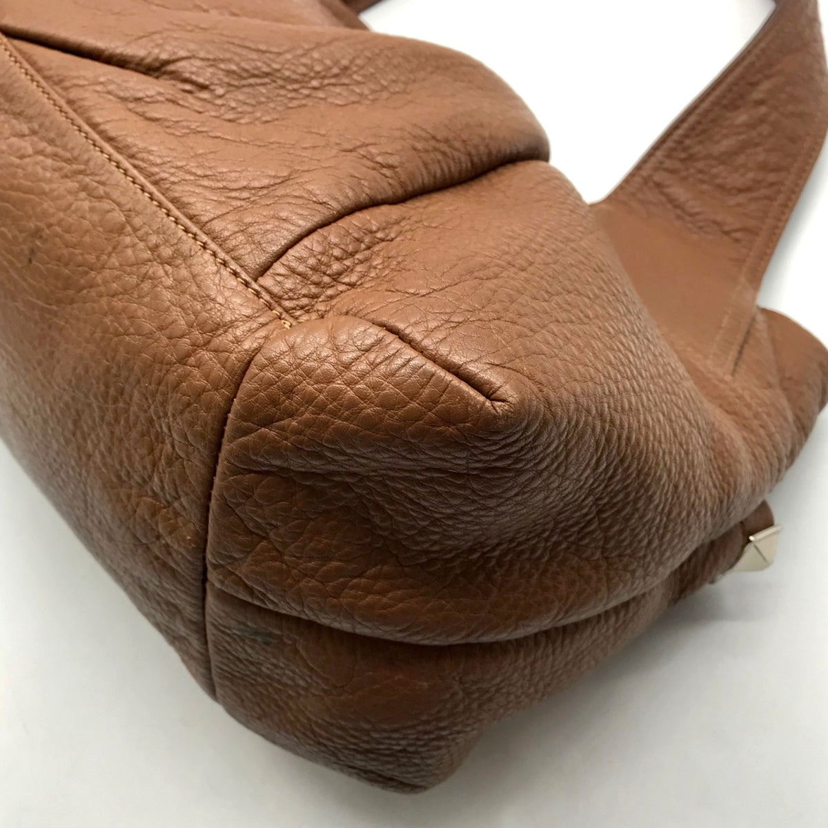 B. Makowsky Brown Pebbled Leather Slouchy Shoulder Bag