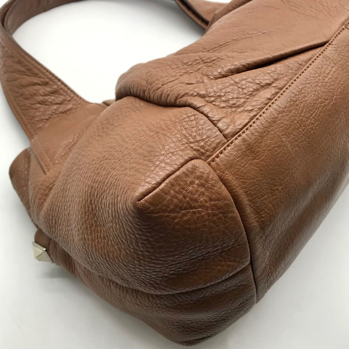 B. Makowsky Brown Pebbled Leather Slouchy Shoulder Bag