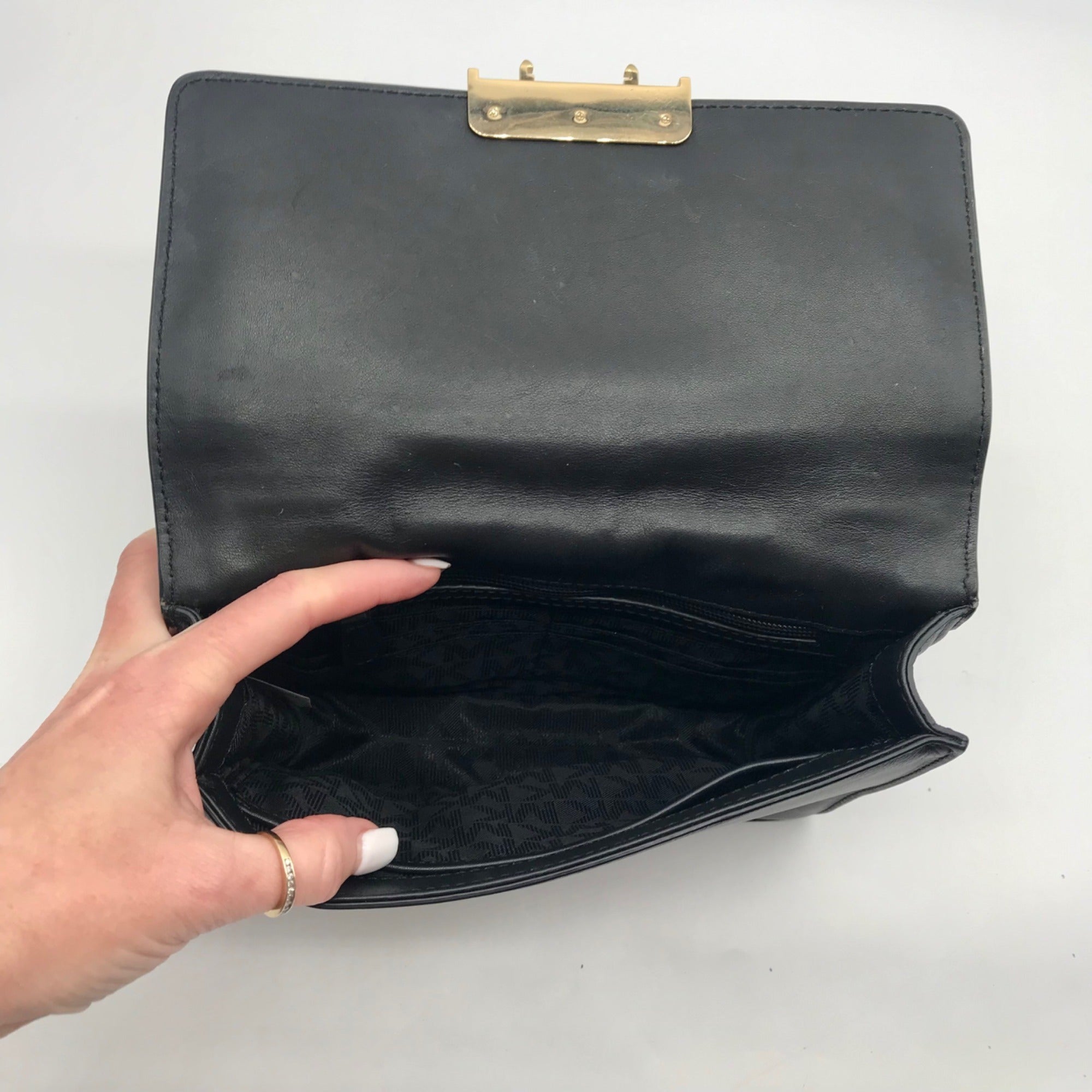 Michael Kors Black Leather Cynthia Flap Crossbody