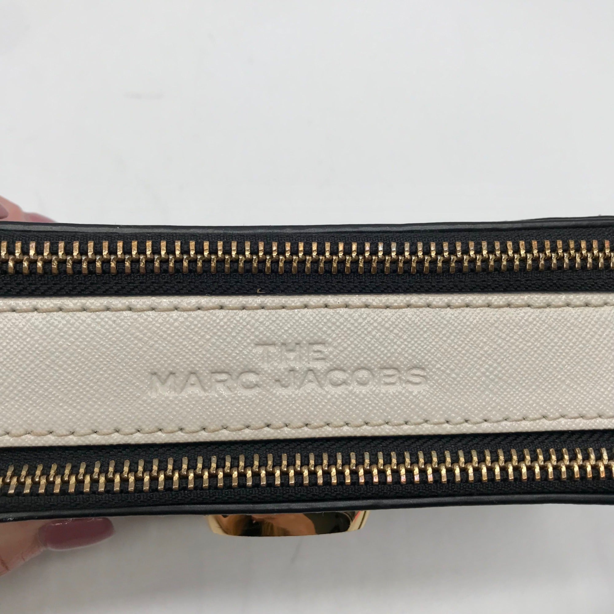 Marc Jacobs Taupe Leather Snapshot Crossbody Bag