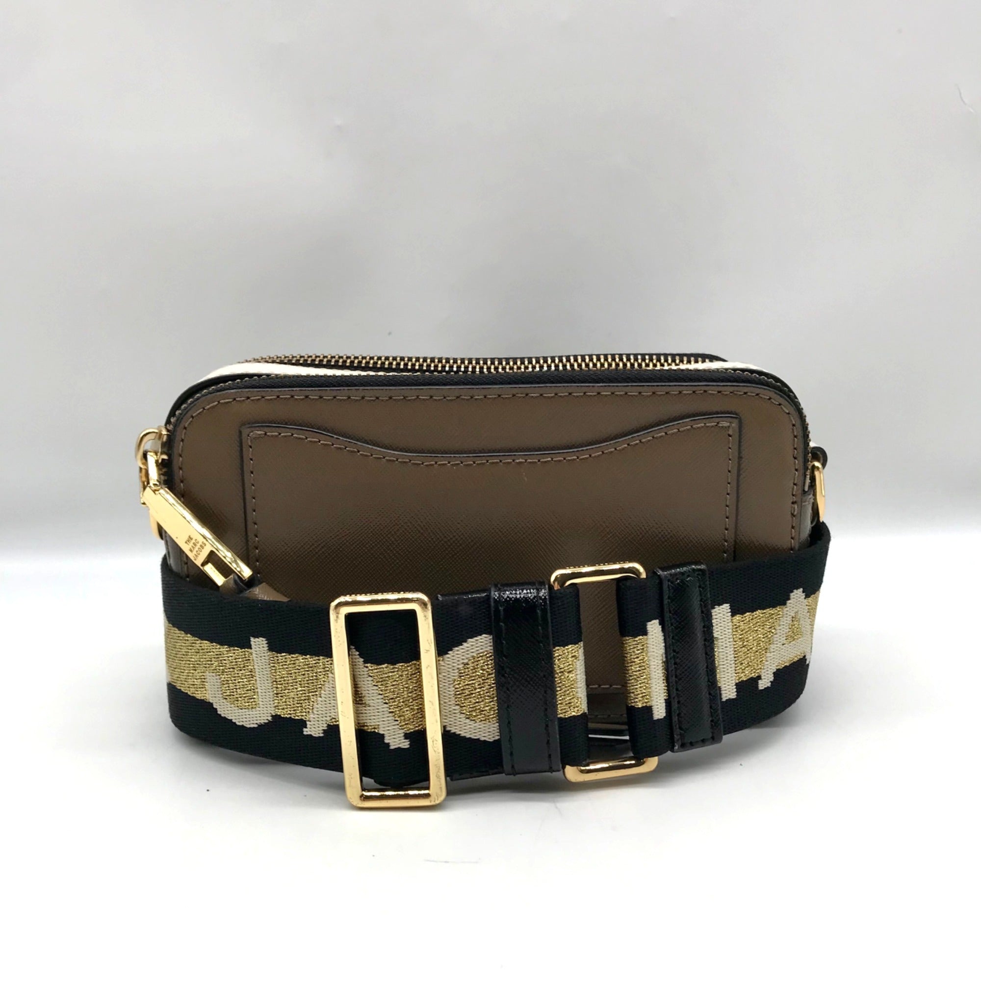Marc Jacobs Taupe Leather Snapshot Crossbody Bag