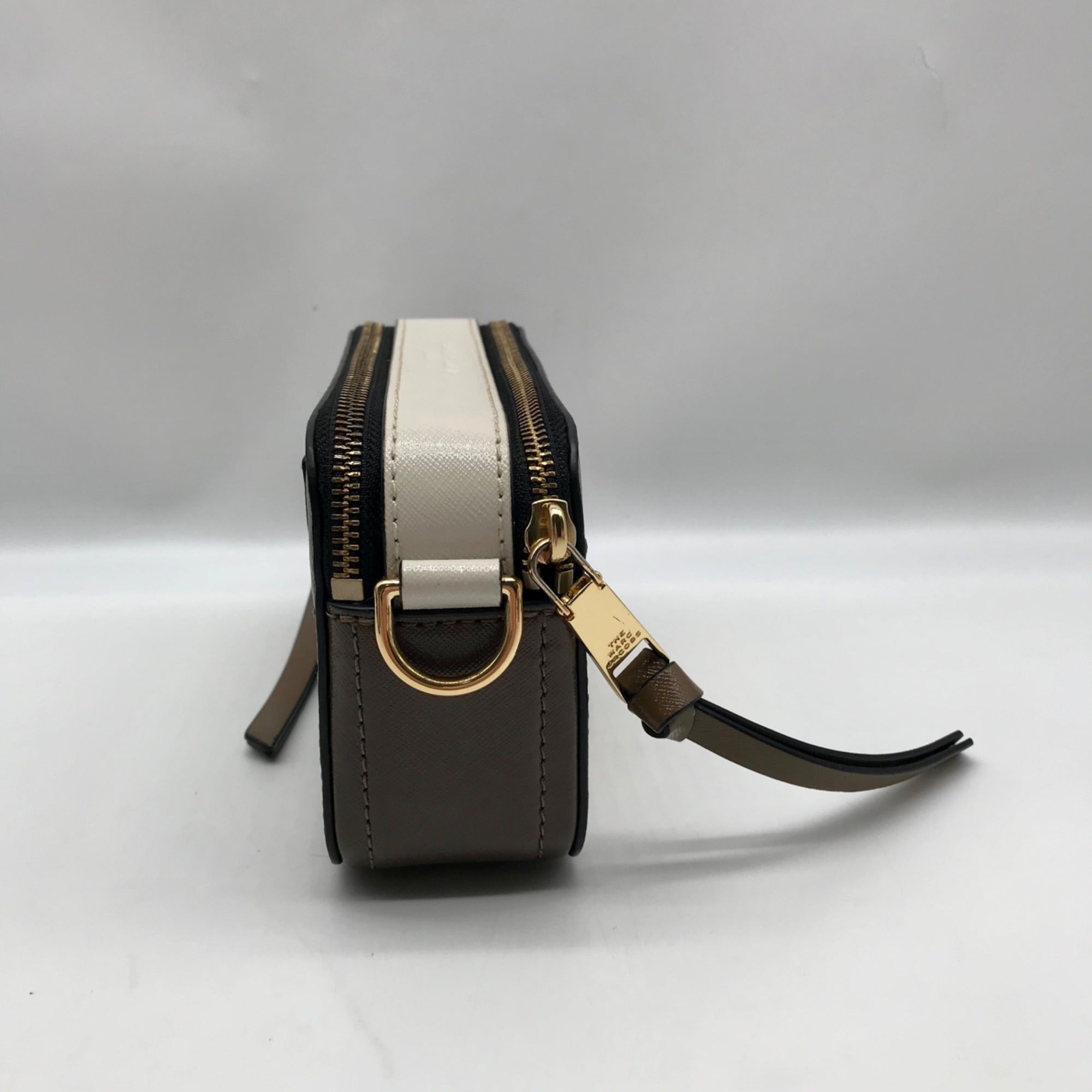 Marc Jacobs Taupe Leather Snapshot Crossbody Bag