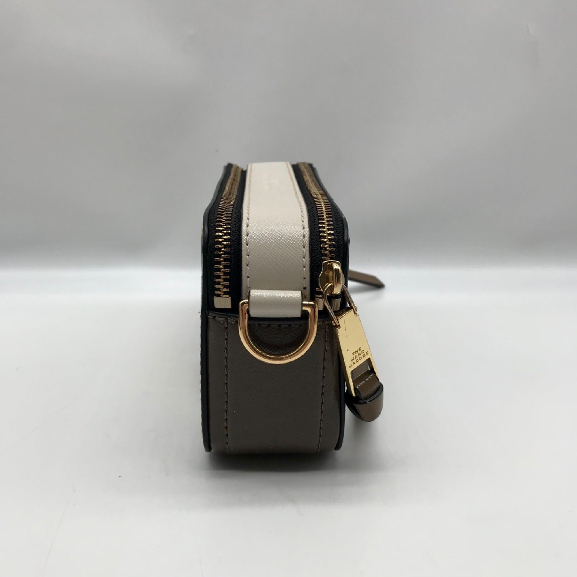 Marc Jacobs Taupe Leather Snapshot Crossbody Bag