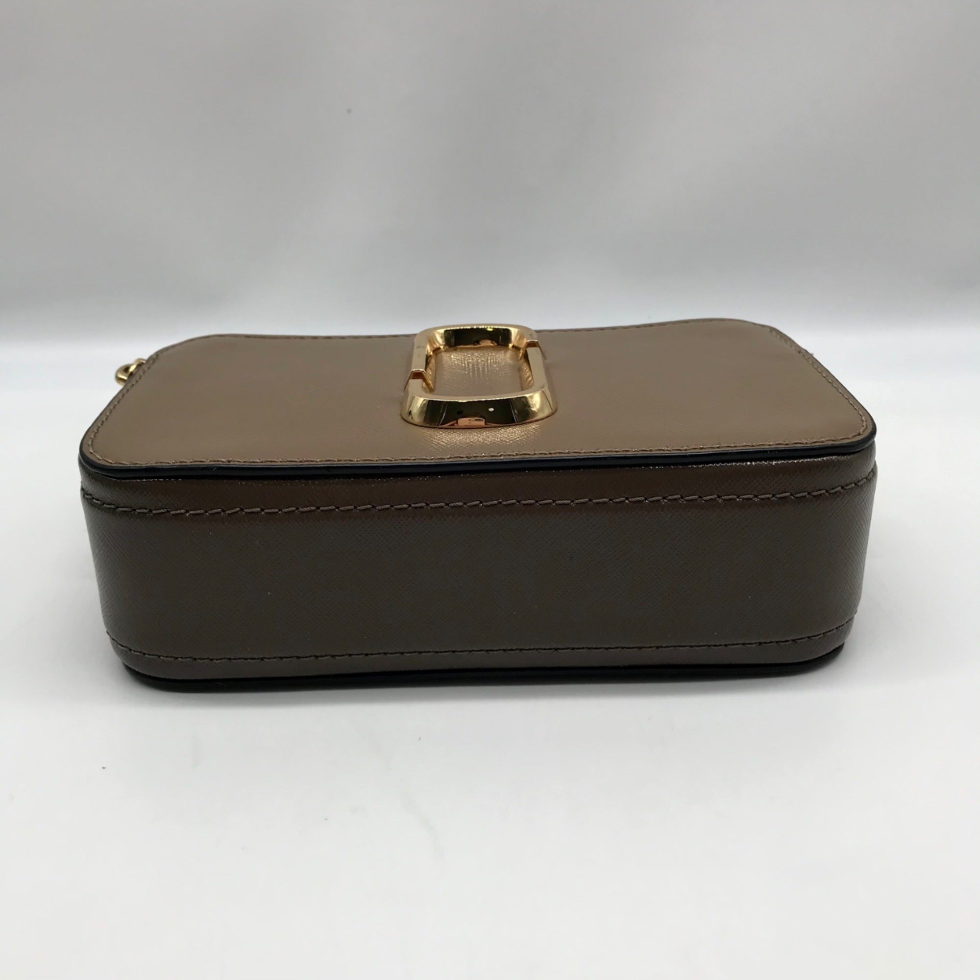 Marc Jacobs Taupe Leather Snapshot Crossbody Bag