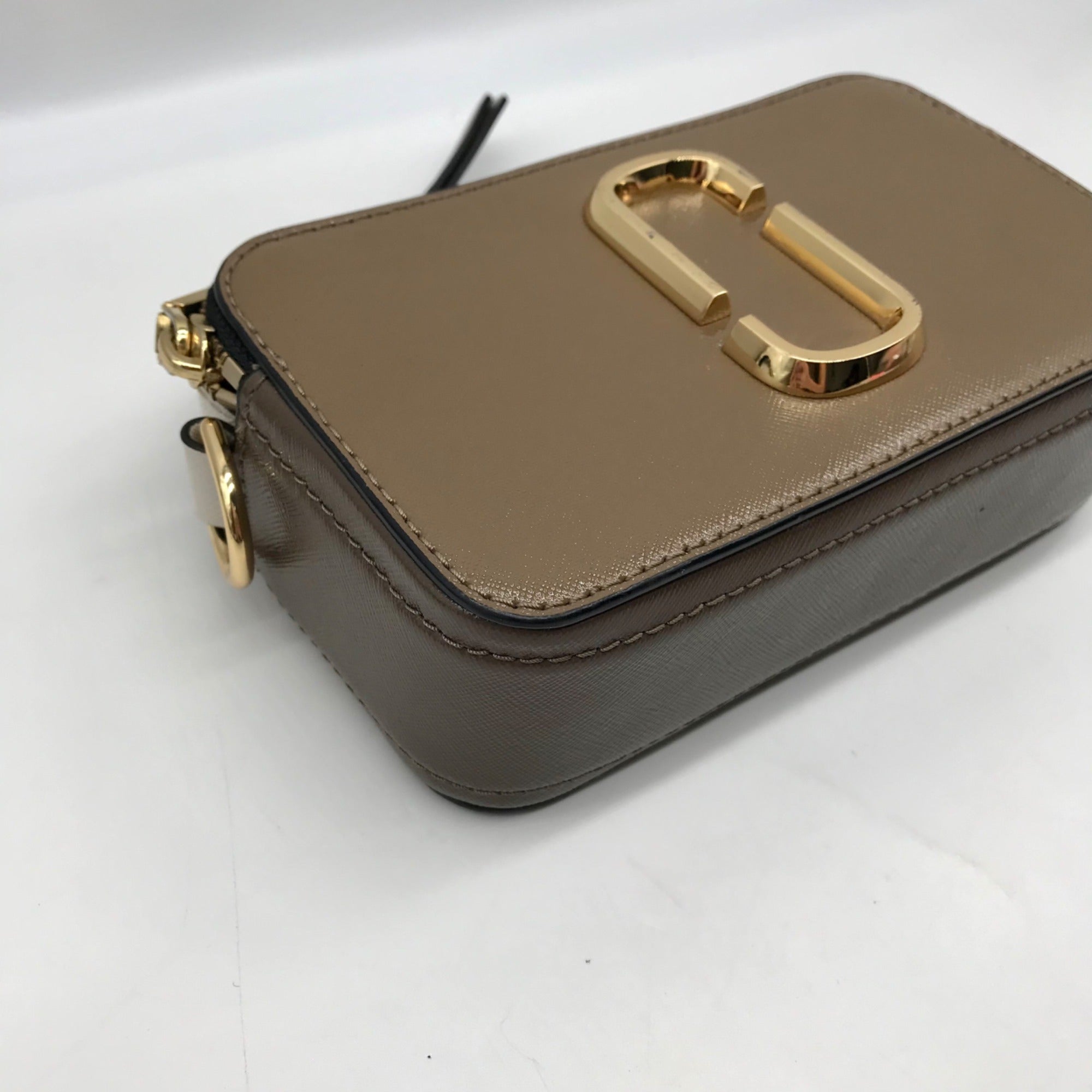 Marc Jacobs Taupe Leather Snapshot Crossbody Bag