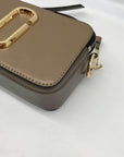 Marc Jacobs Taupe Leather Snapshot Crossbody Bag