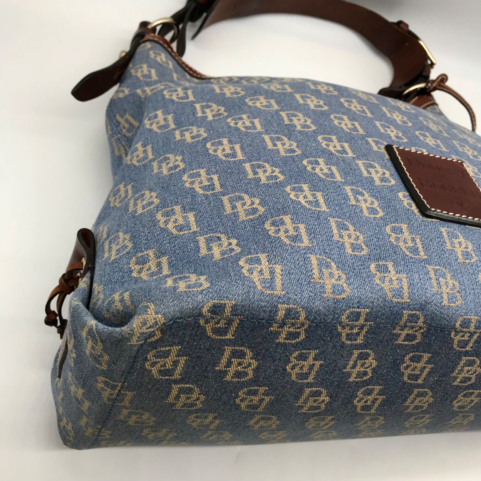 Dooney &amp; Bourke Blue Monogram Canvas Gretta Hobo Bag