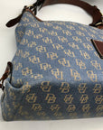 Dooney & Bourke Blue Monogram Canvas Gretta Hobo Bag