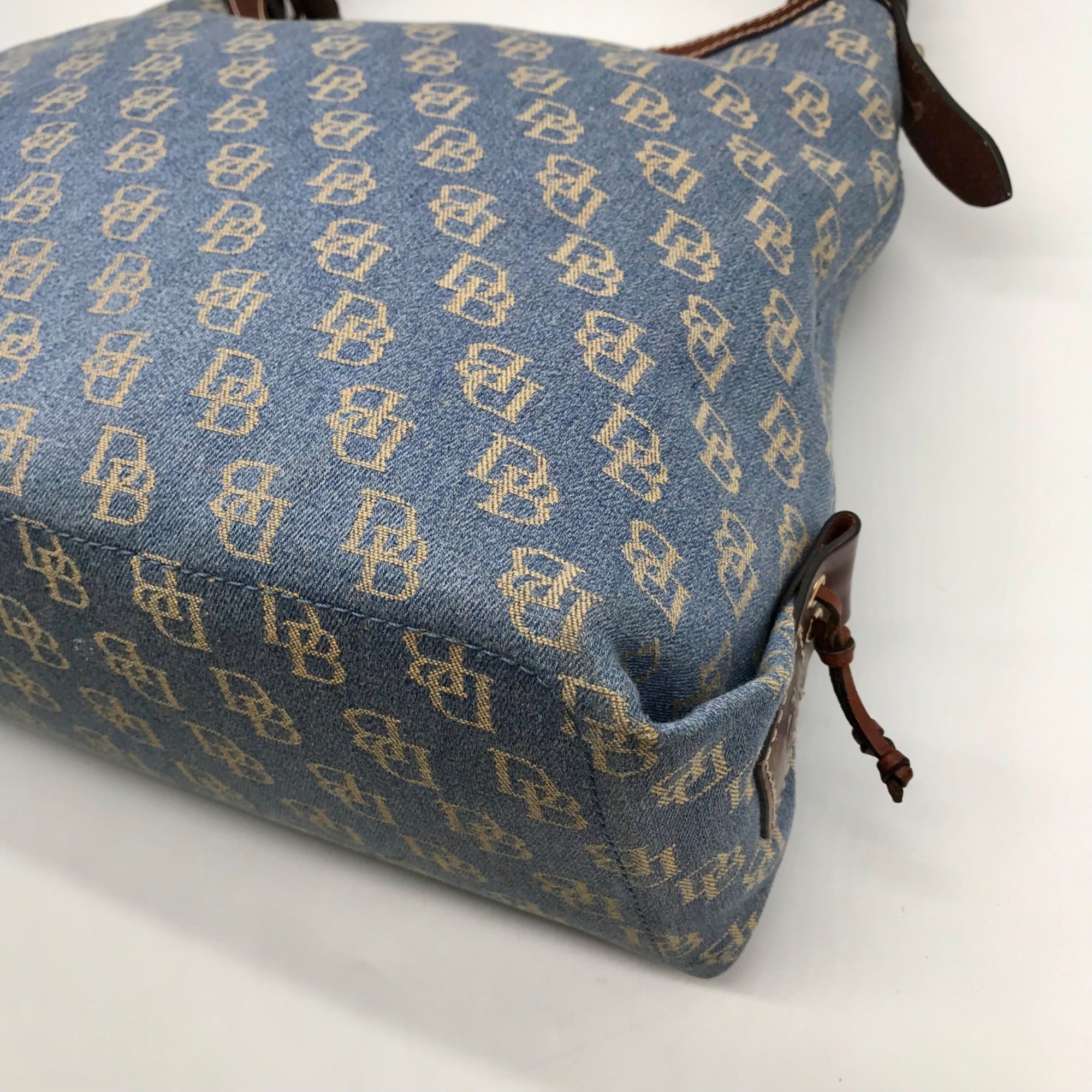 Dooney &amp; Bourke Blue Monogram Canvas Gretta Hobo Bag