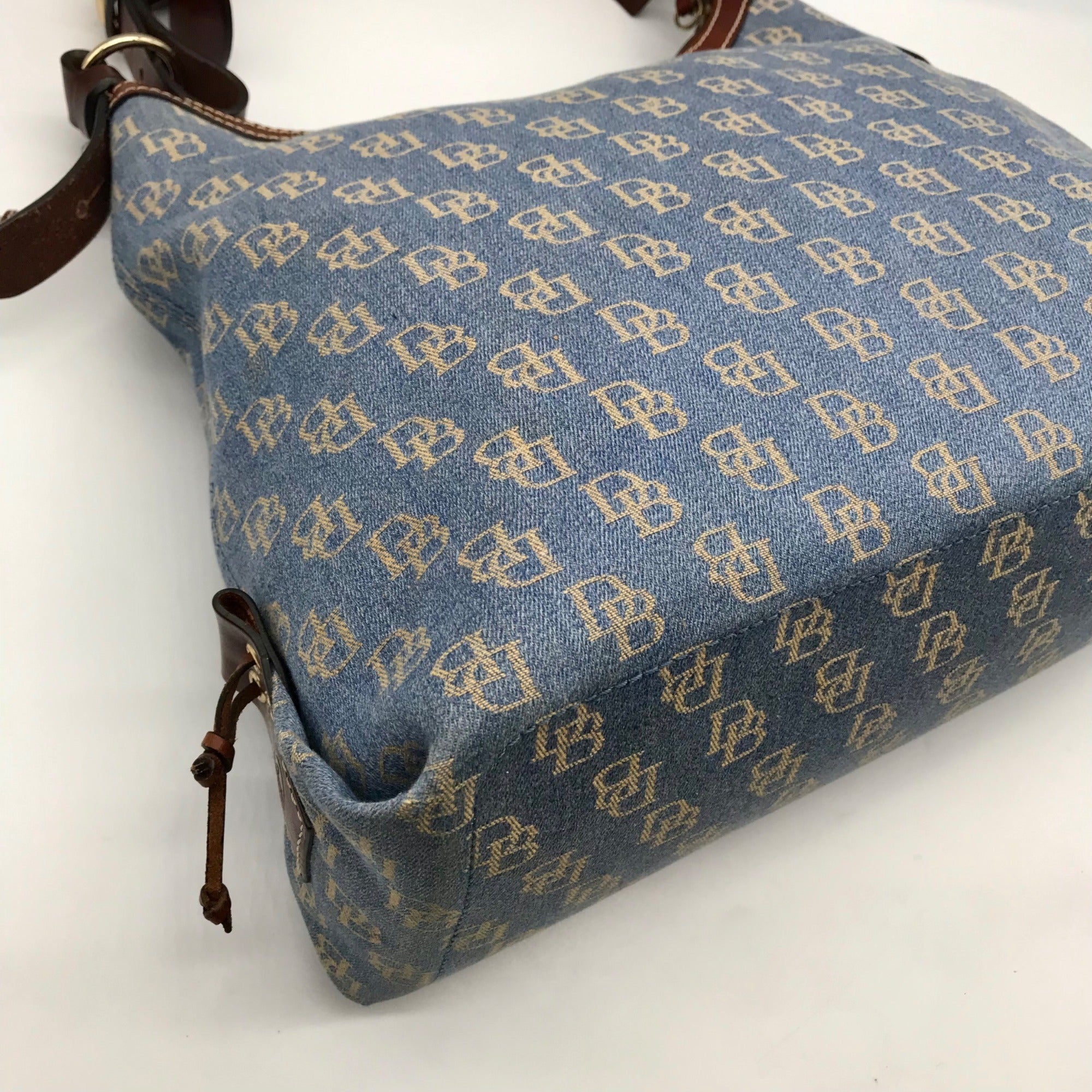 Dooney &amp; Bourke Blue Monogram Canvas Gretta Hobo Bag