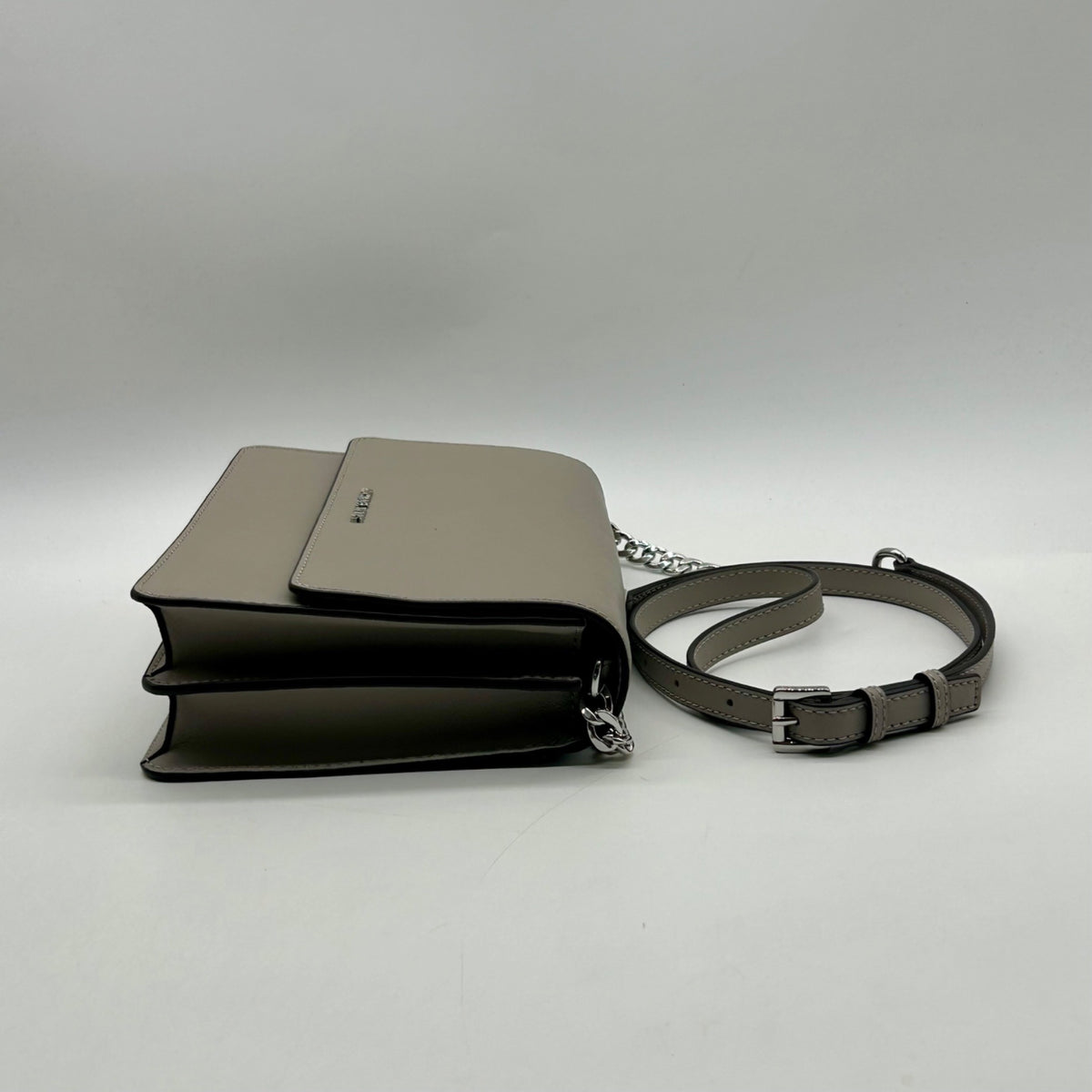 Michael Kors Pearl Grey Saffiano Leather Daniela Crossbody Bag