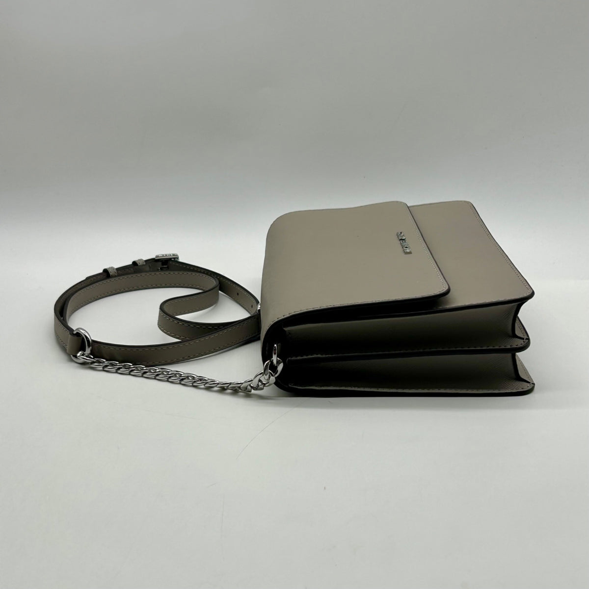 Michael Kors Pearl Grey Saffiano Leather Daniela Crossbody Bag