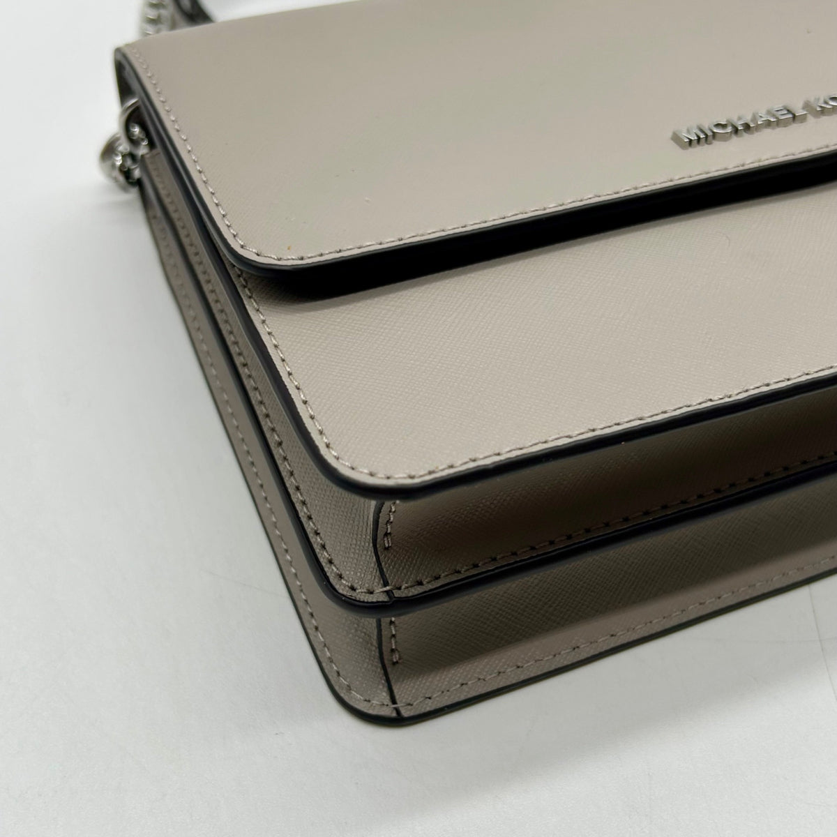 Michael Kors Pearl Grey Saffiano Leather Daniela Crossbody Bag