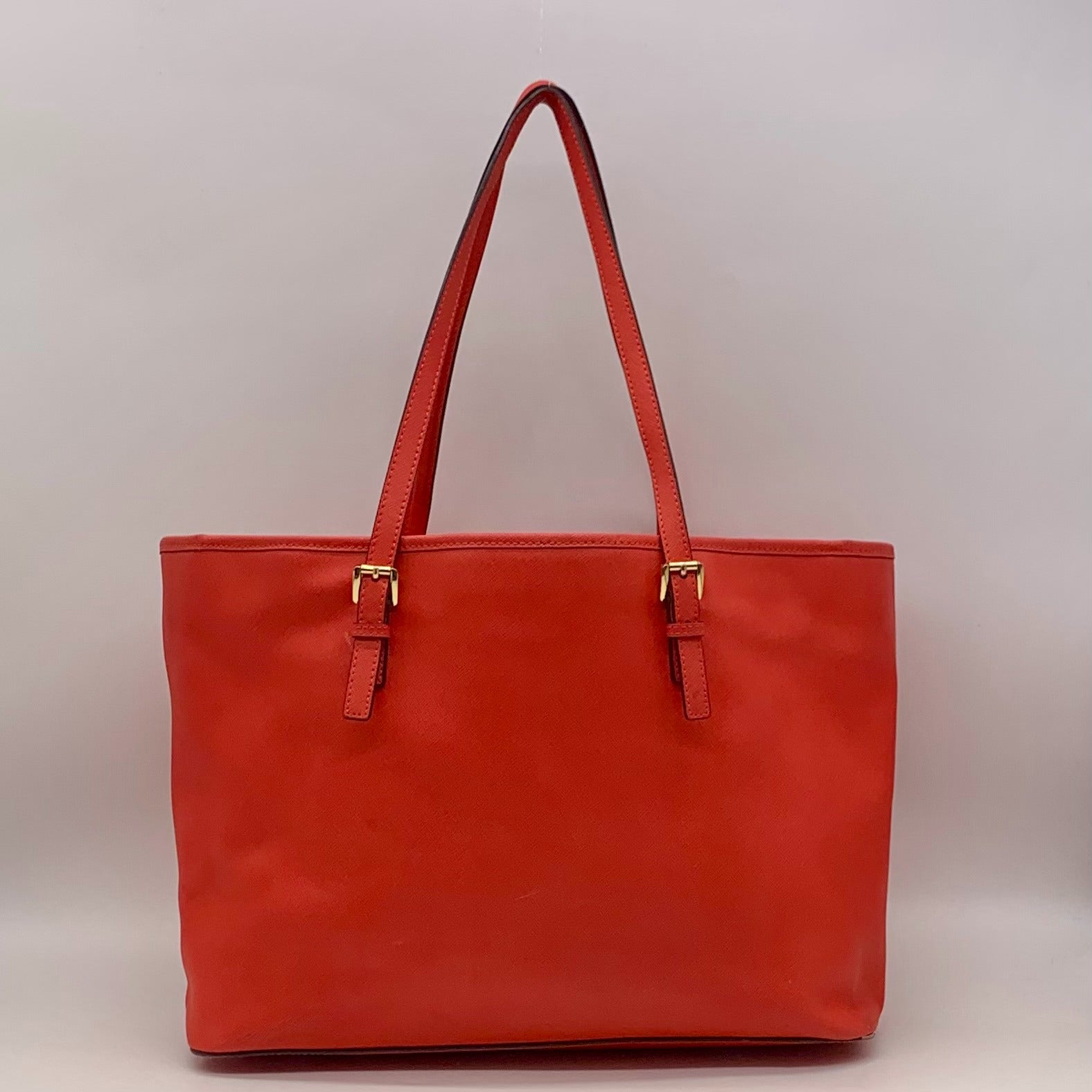 Michael Kors Coral Saffiano Leather Work Tote And Wallet