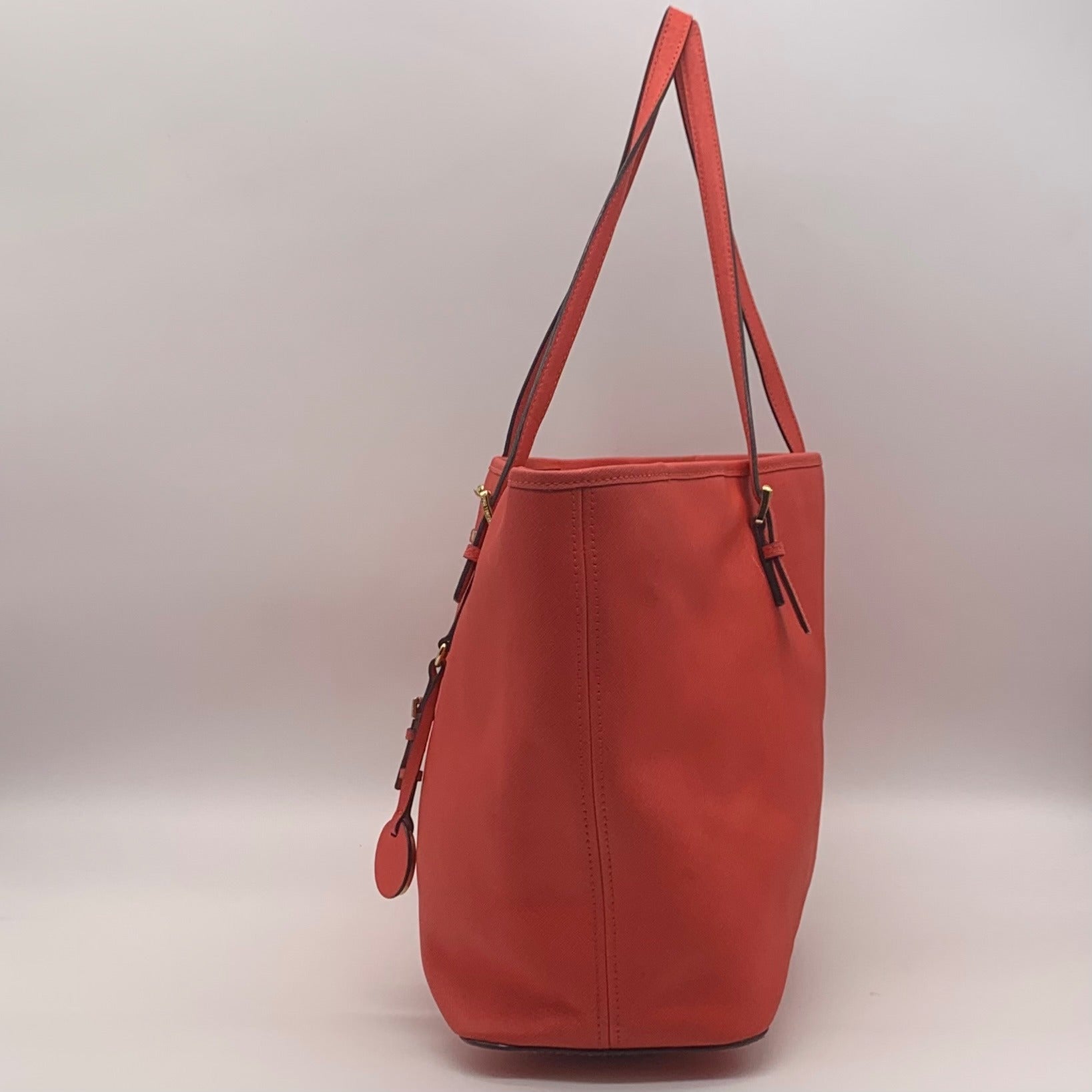 Michael Kors Coral Saffiano Leather Work Tote And Wallet