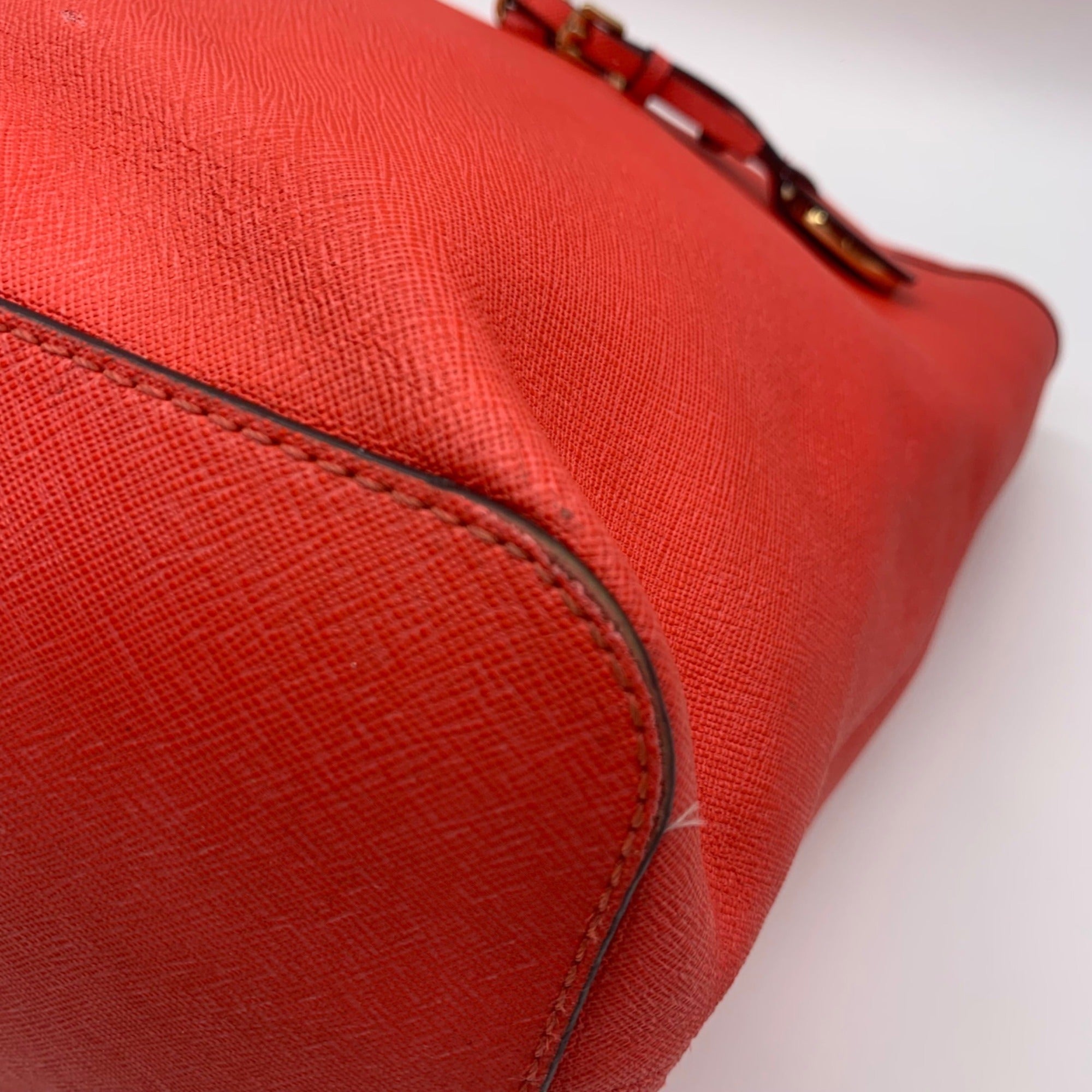Michael Kors Coral Saffiano Leather Work Tote And Wallet