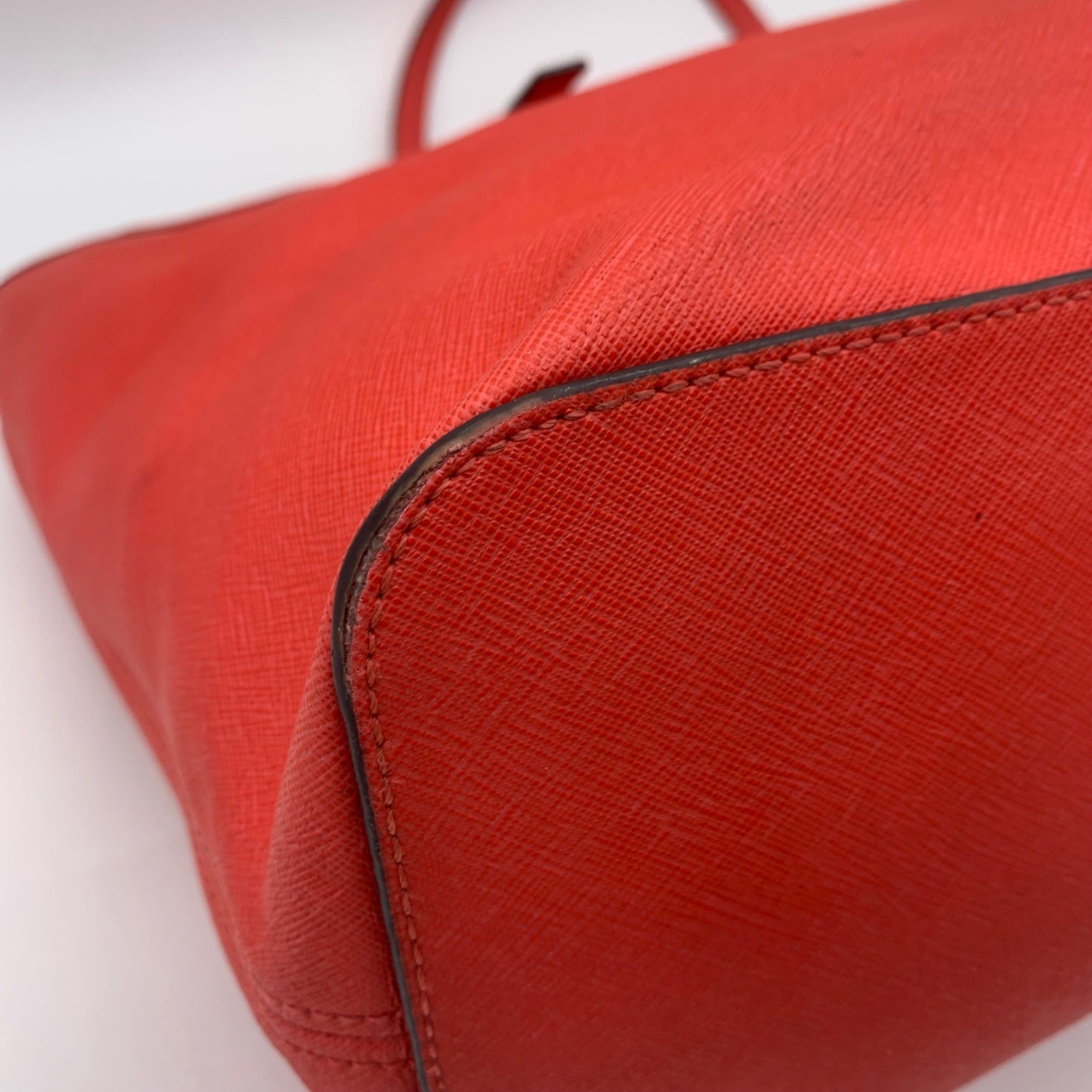 Michael Kors Coral Saffiano Leather Work Tote And Wallet