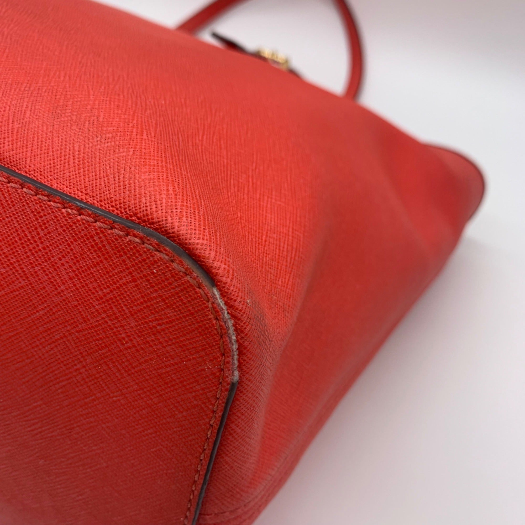 Michael Kors Coral Saffiano Leather Work Tote And Wallet