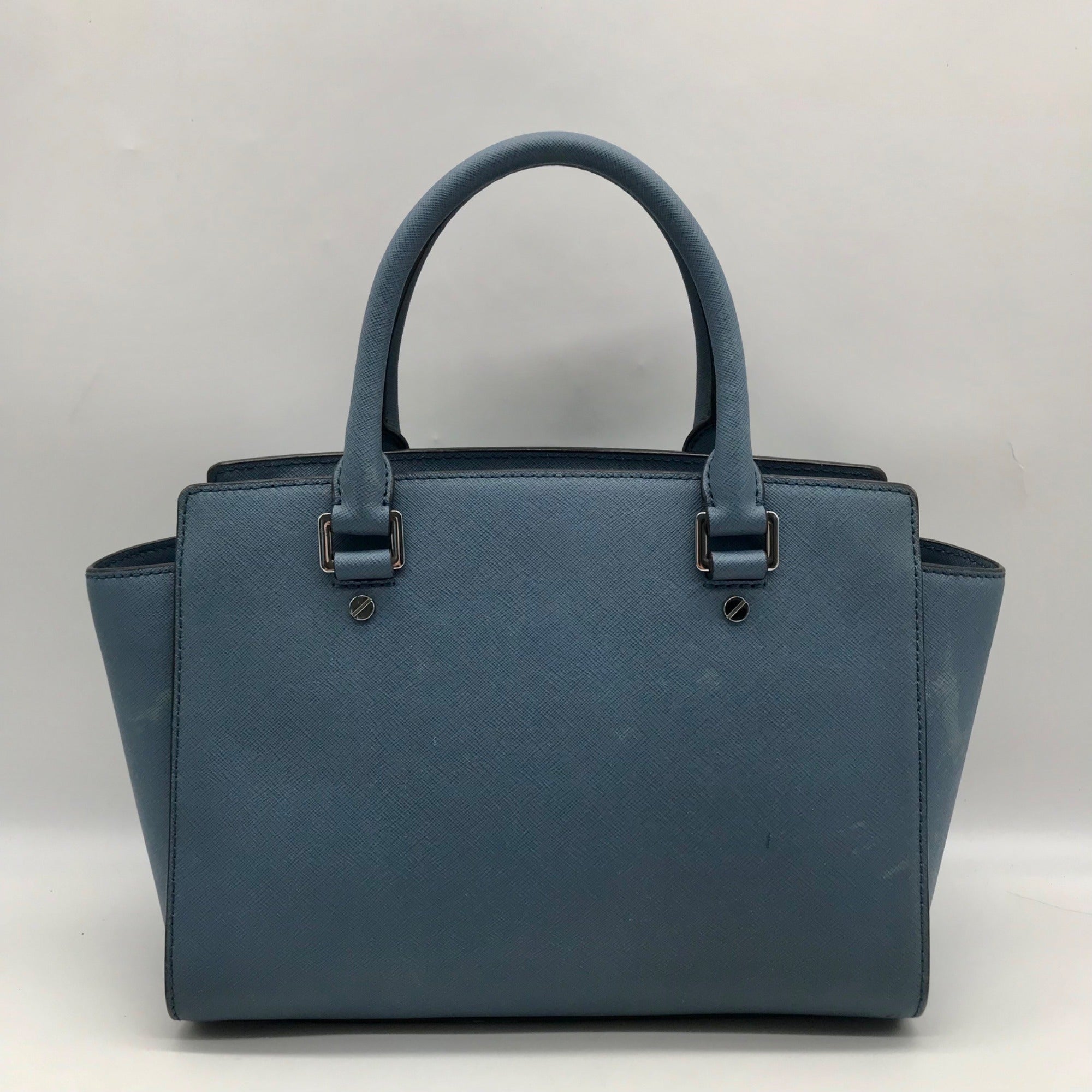Michael Kors Blue Saffiano Leather Selma Satchel