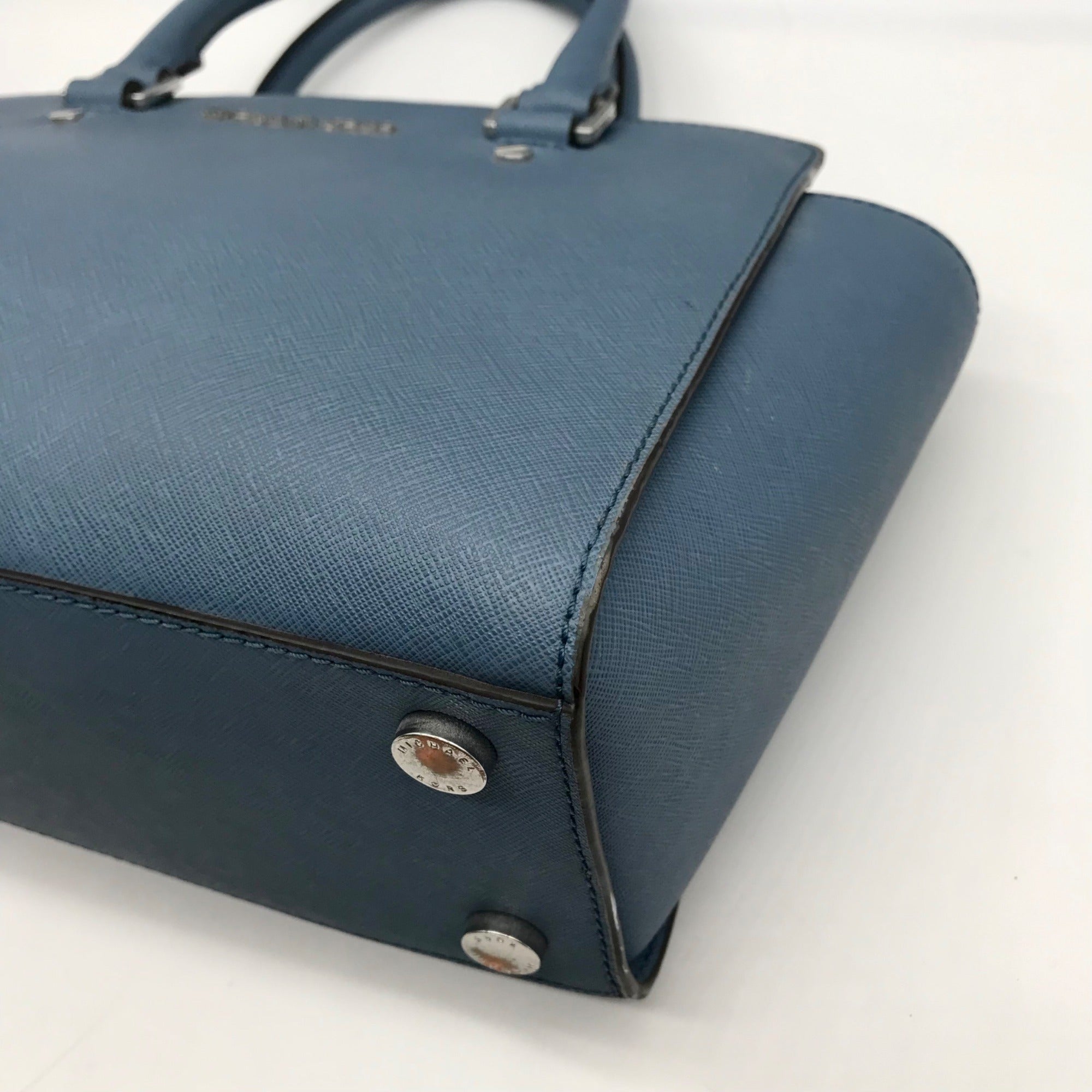 Michael Kors Blue Saffiano Leather Selma Satchel