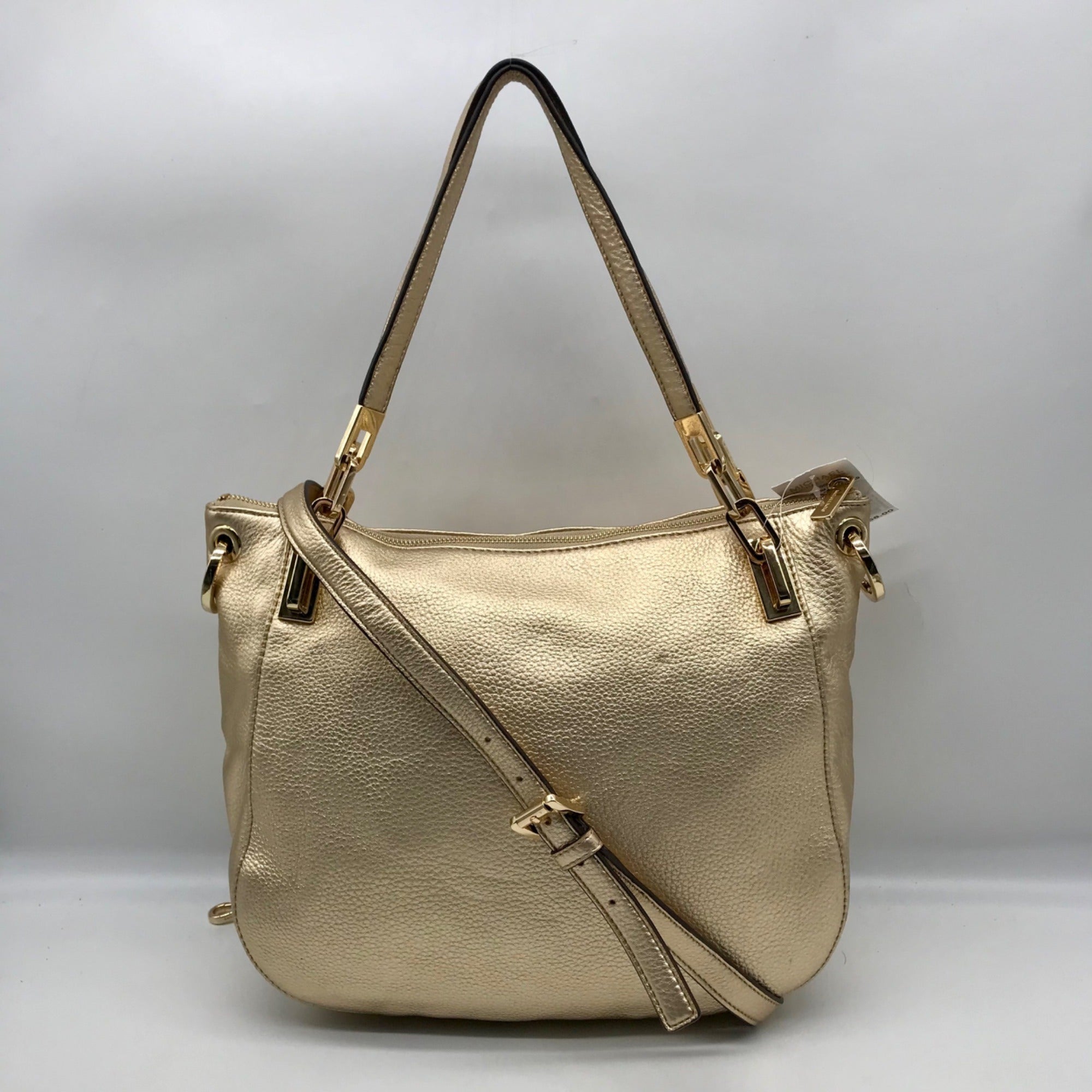 Michael Kors Metallic Gold Pebbled Leather Brooke Shoulder Bag