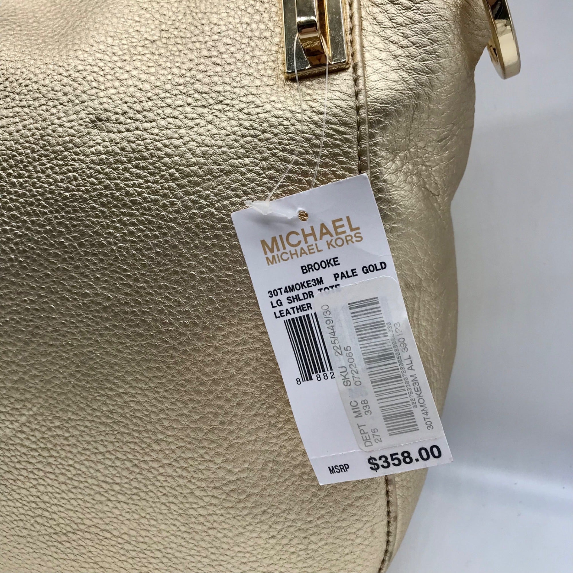 Michael Kors Metallic Gold Pebbled Leather Brooke Shoulder Bag