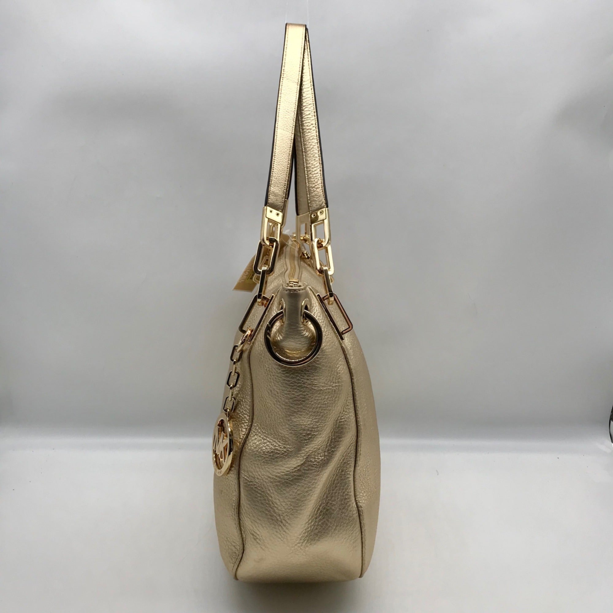 Michael Kors Metallic Gold Pebbled Leather Brooke Shoulder Bag