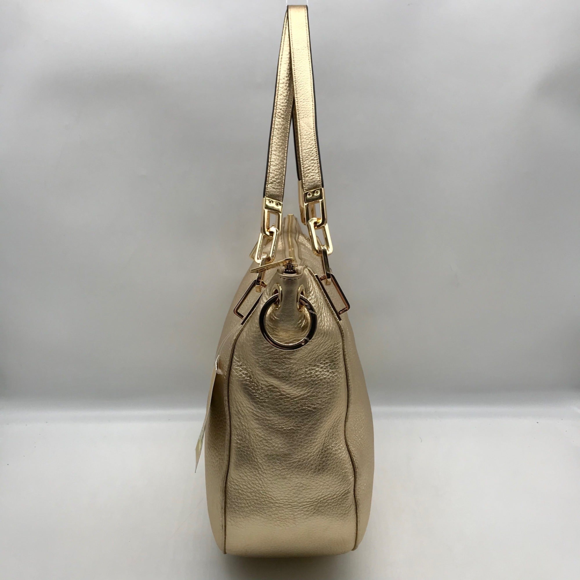 Michael Kors Metallic Gold Pebbled Leather Brooke Shoulder Bag