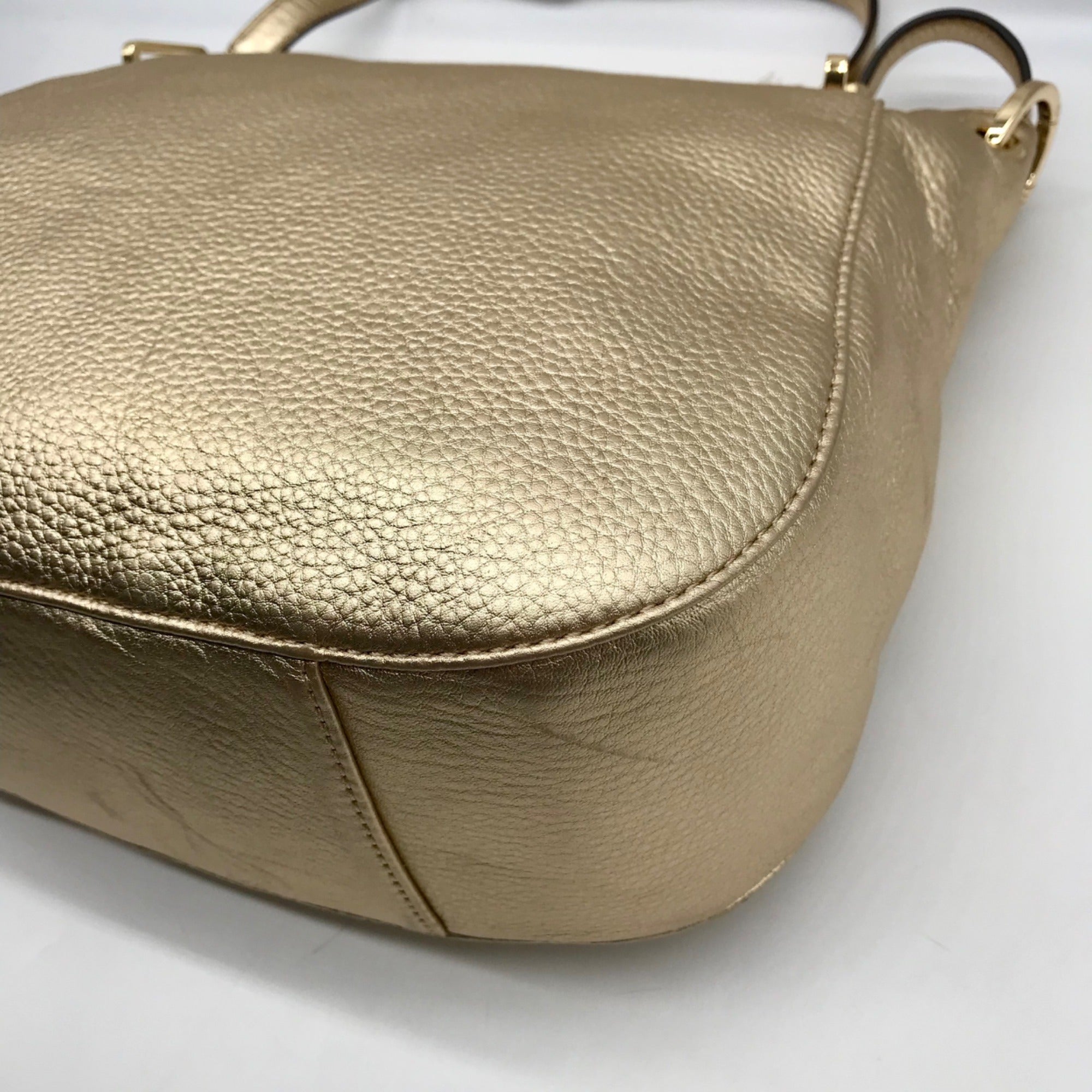 Michael Kors Metallic Gold Pebbled Leather Brooke Shoulder Bag