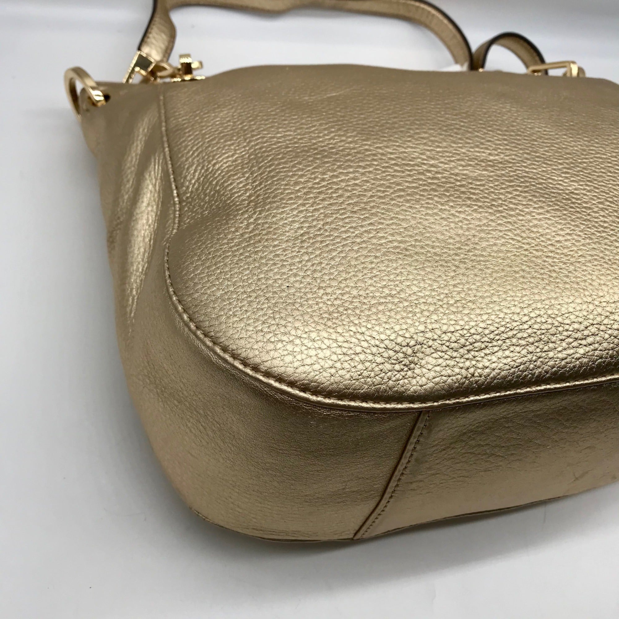 Michael Kors Metallic Gold Pebbled Leather Brooke Shoulder Bag