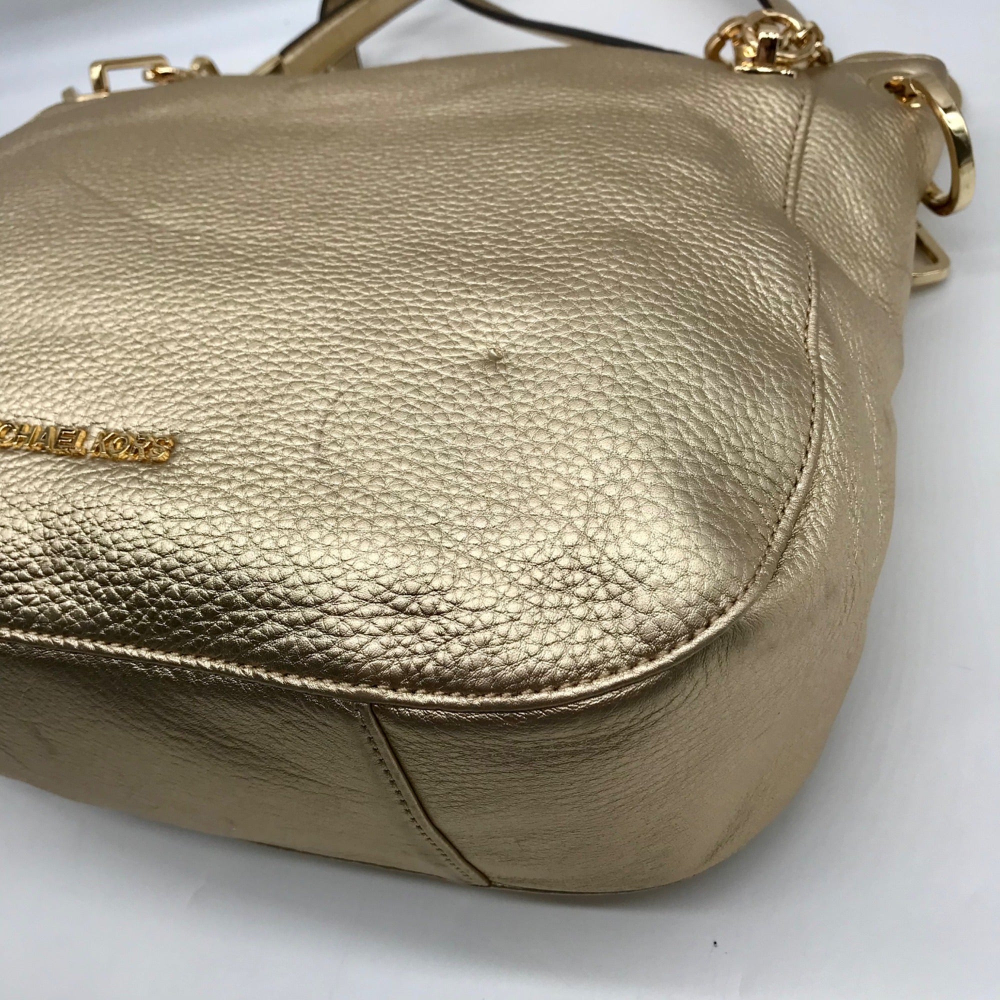 Michael Kors Metallic Gold Pebbled Leather Brooke Shoulder Bag