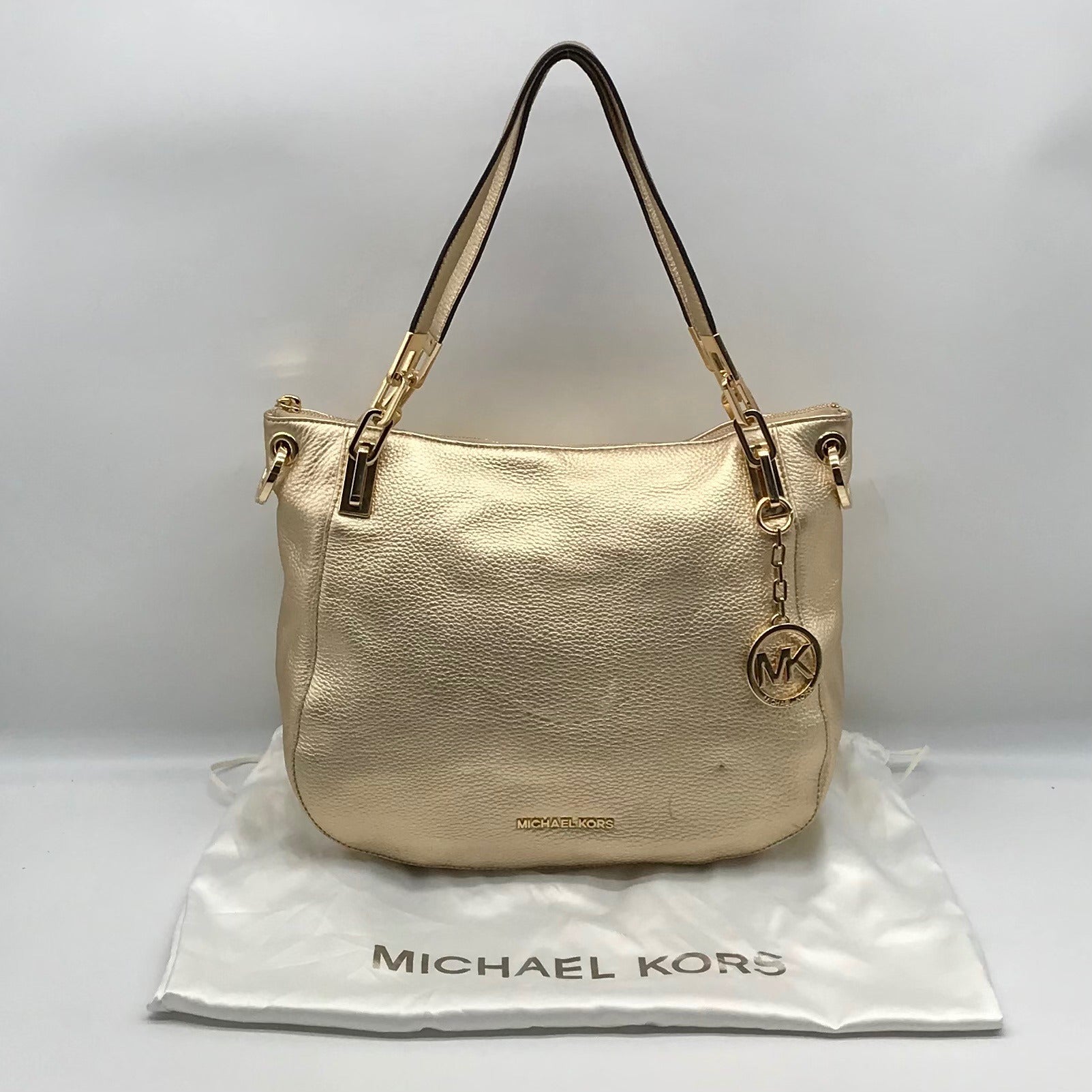 Michael Kors Metallic Gold Pebbled Leather Brooke Shoulder Bag