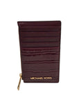 Michael Kors Oxblood Croc Embossed Leather Card Holder