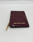 Michael Kors Oxblood Croc Embossed Leather Card Holder