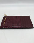 Michael Kors Oxblood Croc Embossed Leather Card Holder