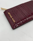 Michael Kors Oxblood Croc Embossed Leather Card Holder