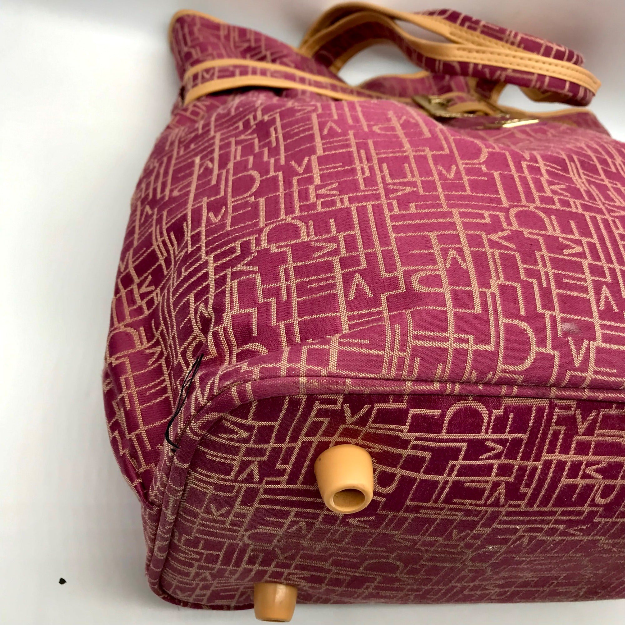 Diane von Furstenberg Purple And Brown Monogram Canvas Travel Tote Bag