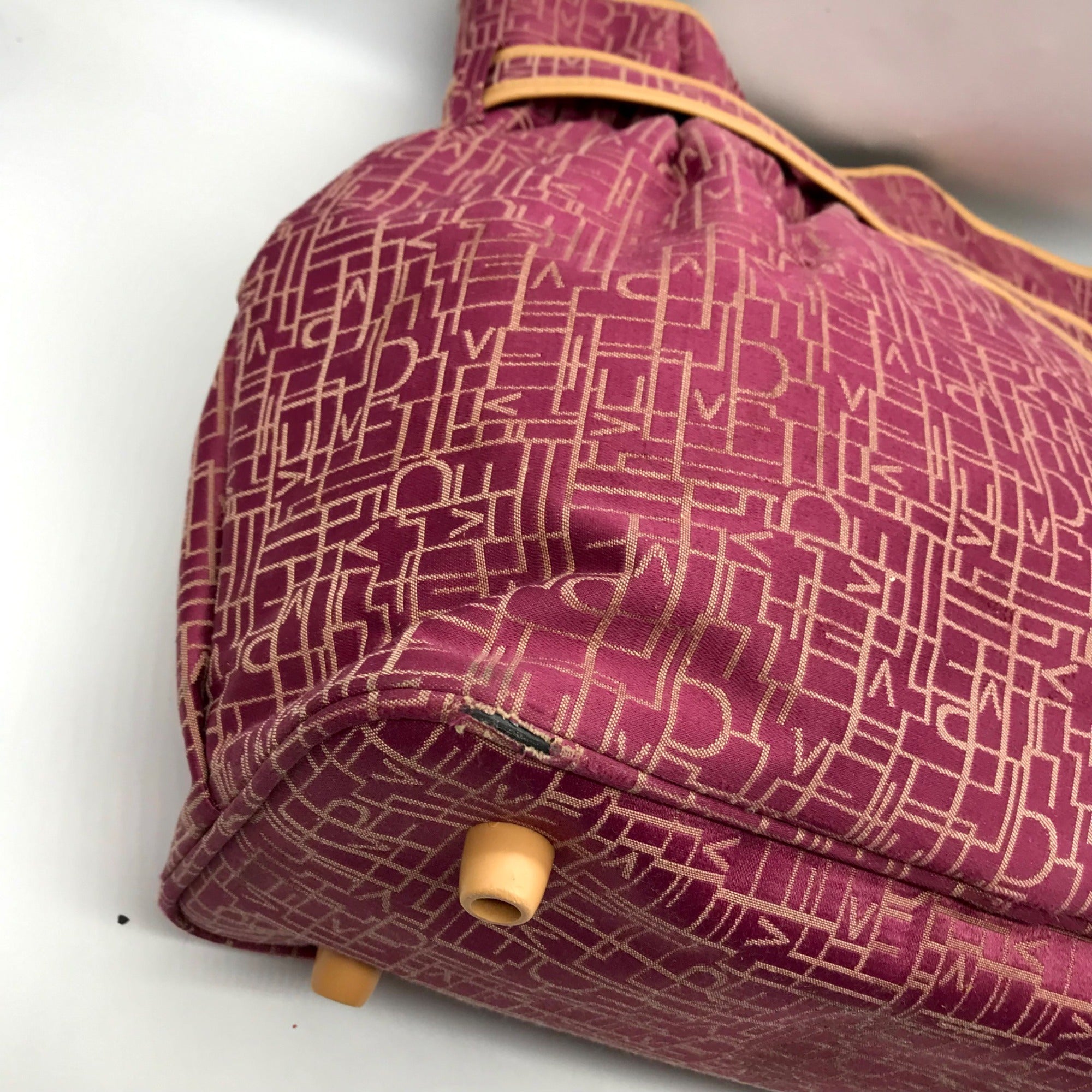 Diane von Furstenberg Purple And Brown Monogram Canvas Travel Tote Bag