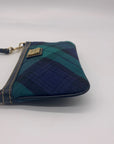 Dooney & Bourke Navy & Green Fabric Plaid Wristlet