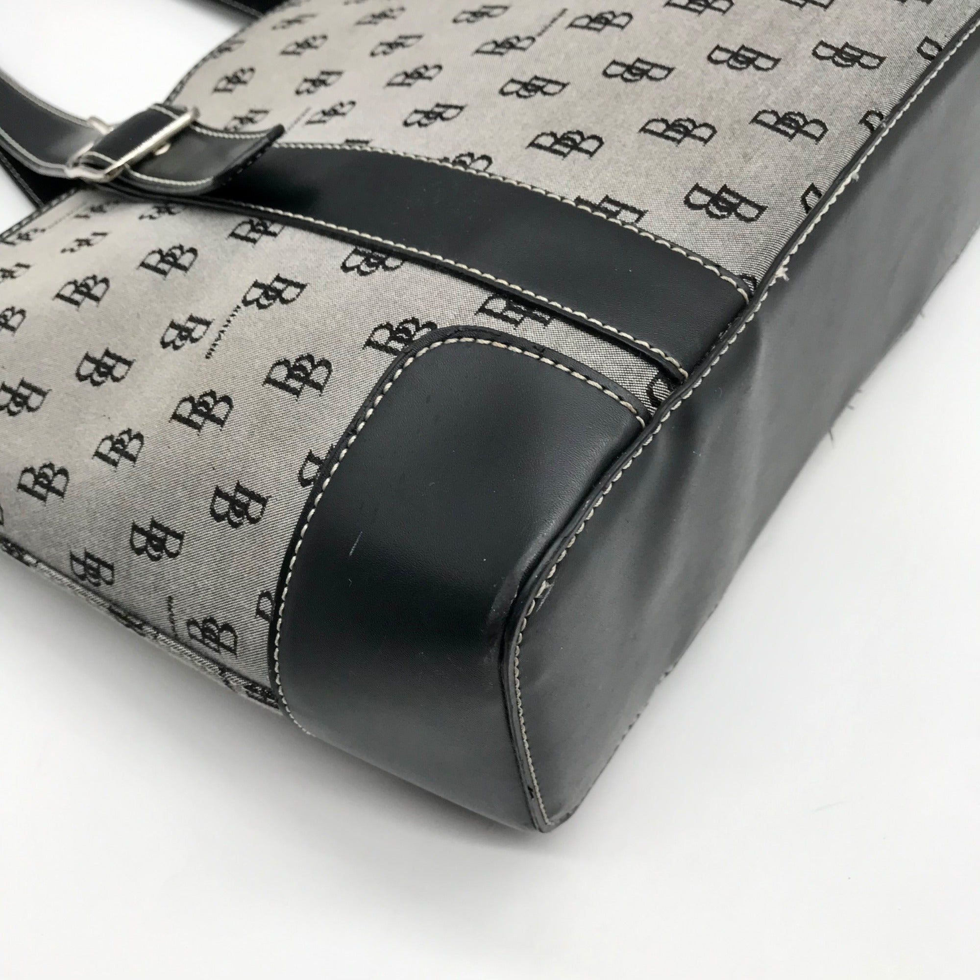 Brentano Gray And Black Monogram Fabric Shoulder Bag