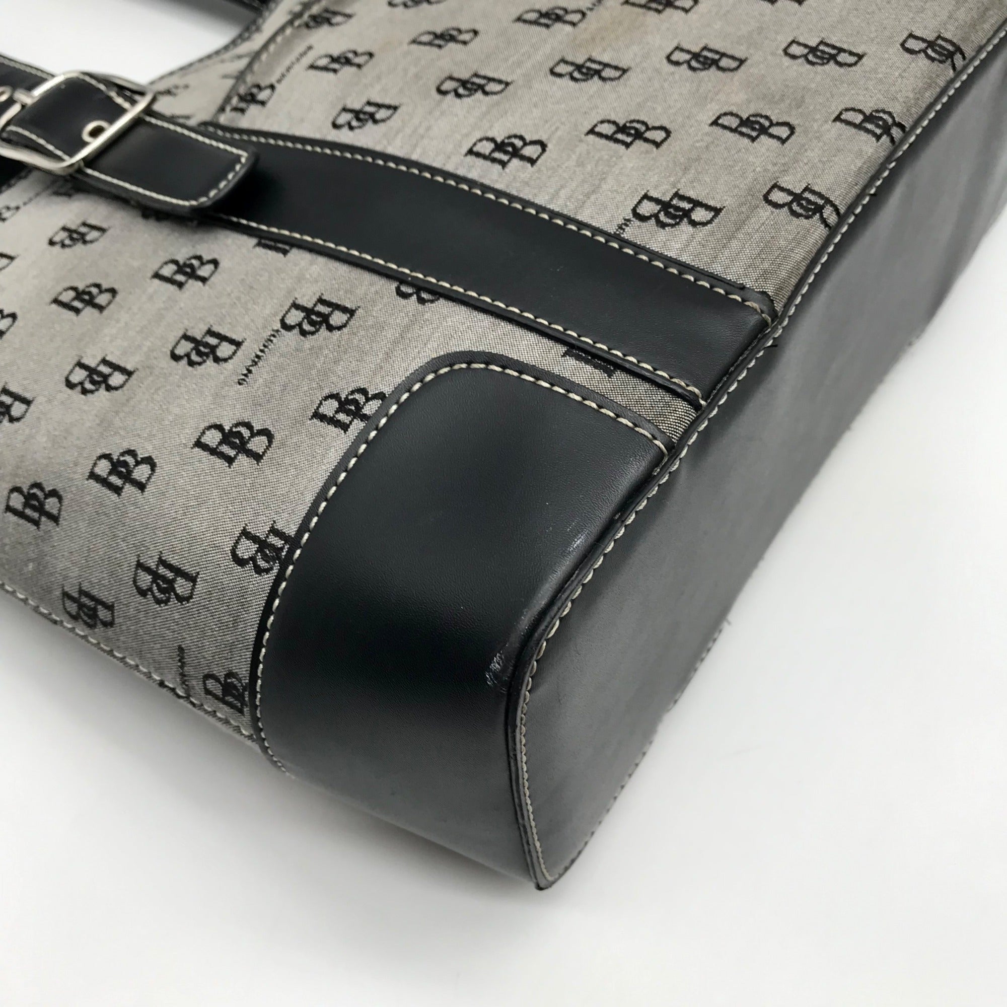 Brentano Gray And Black Monogram Fabric Shoulder Bag